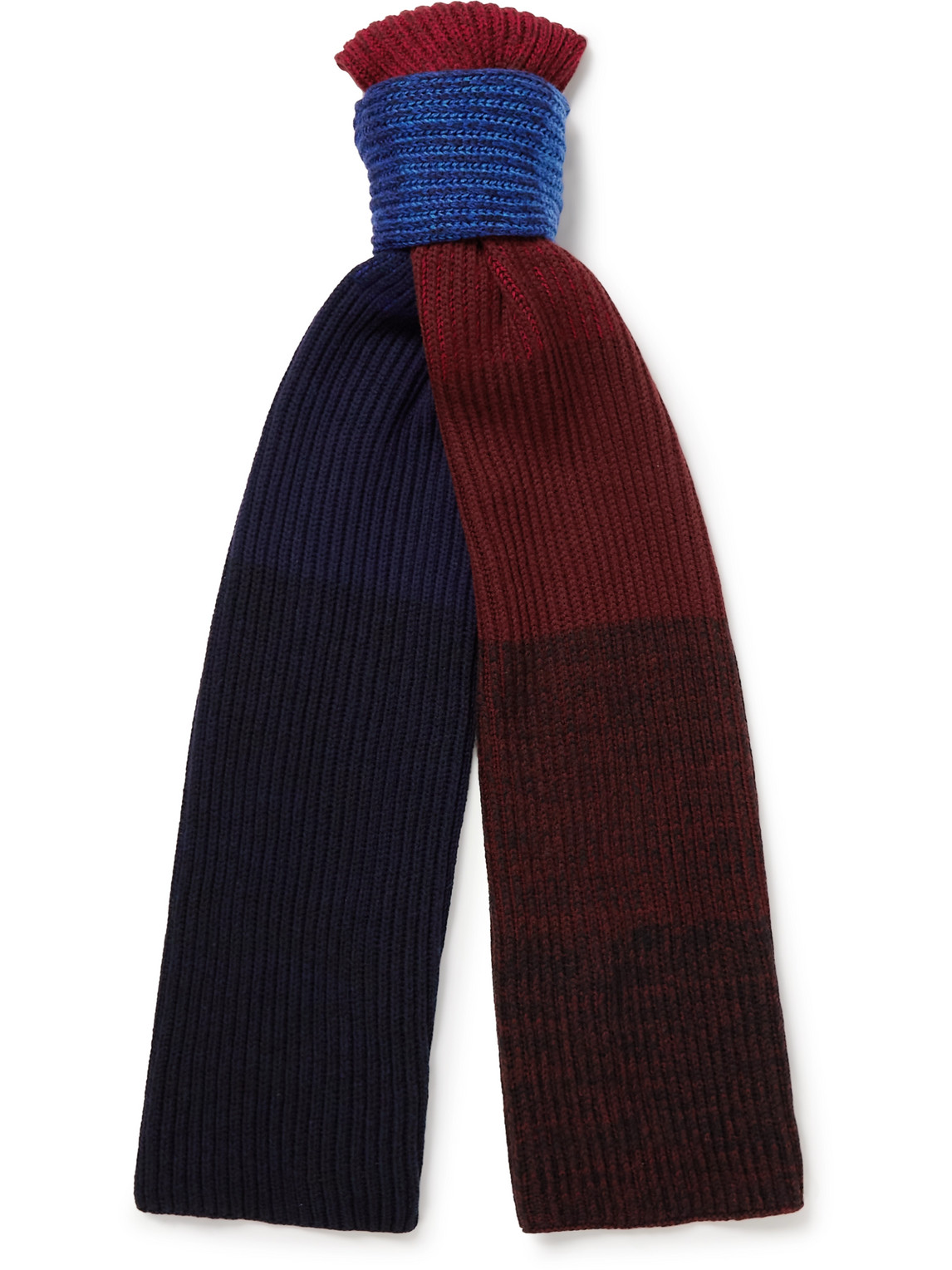 Colour-Block Ribbed Wool Scarf