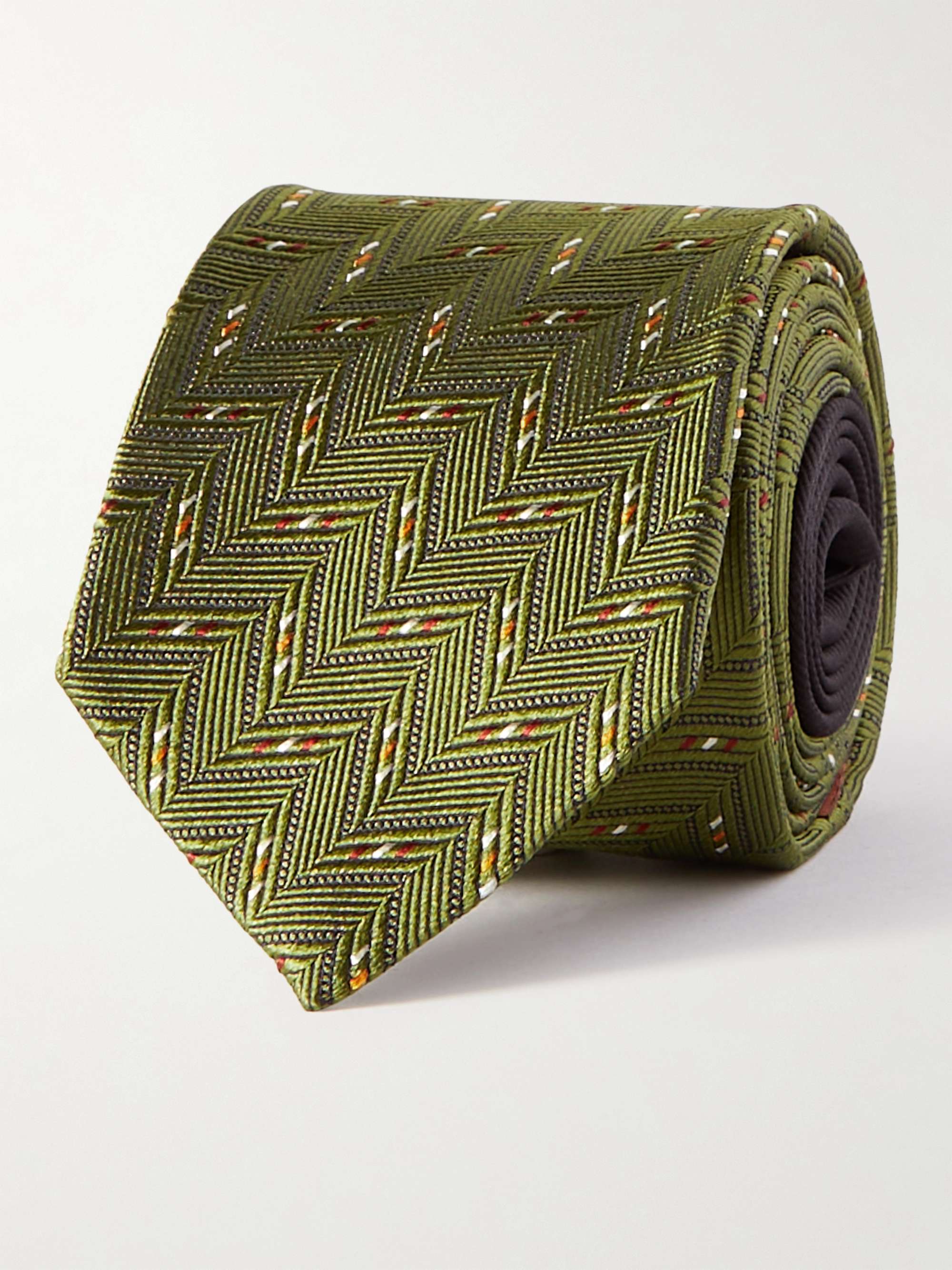미쏘니 넥타이 Missoni 7cm Silk-Jacquard Tie,Army green