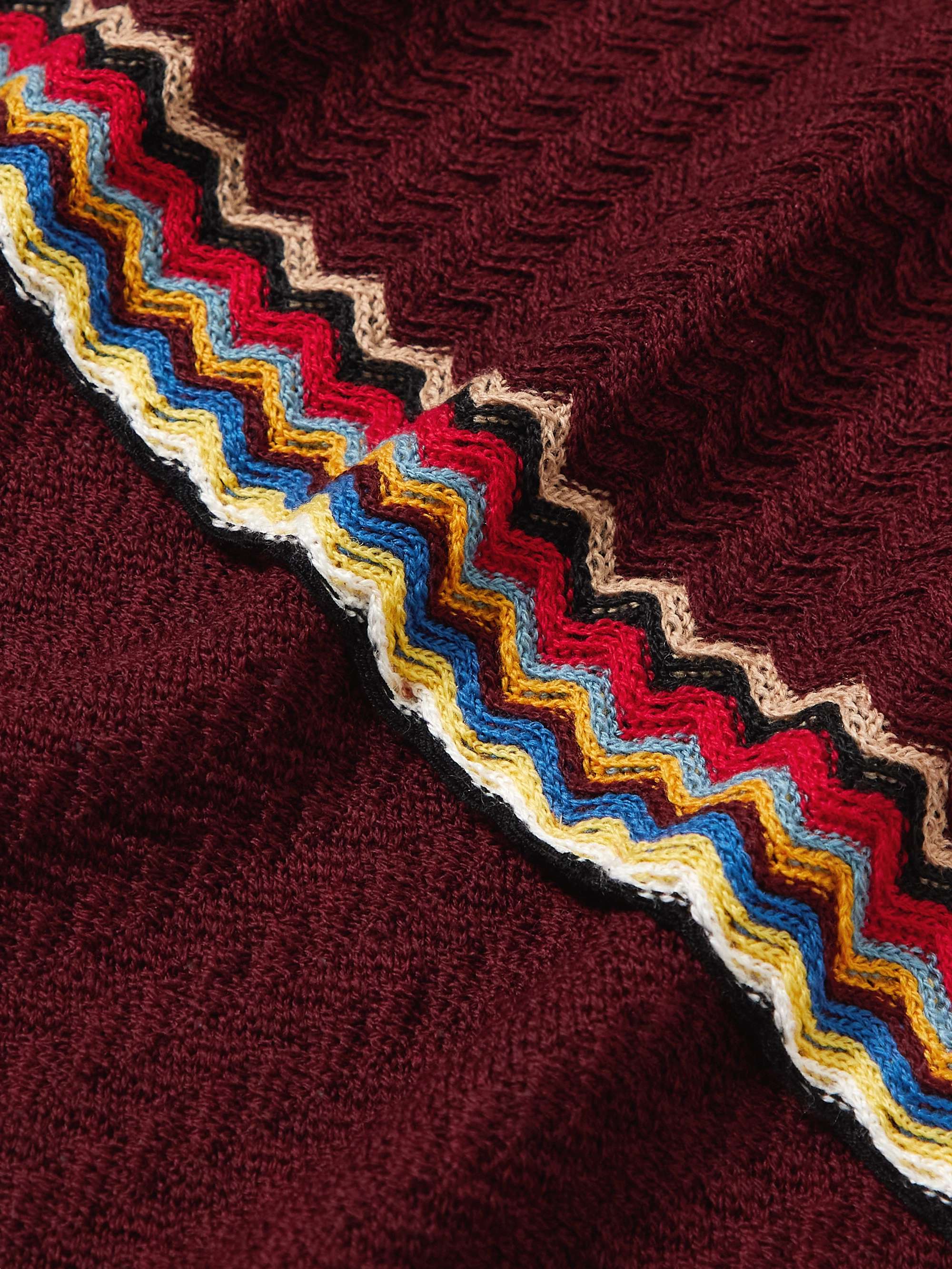 MISSONI Fringed Crochet-Knit Wool Scarf
