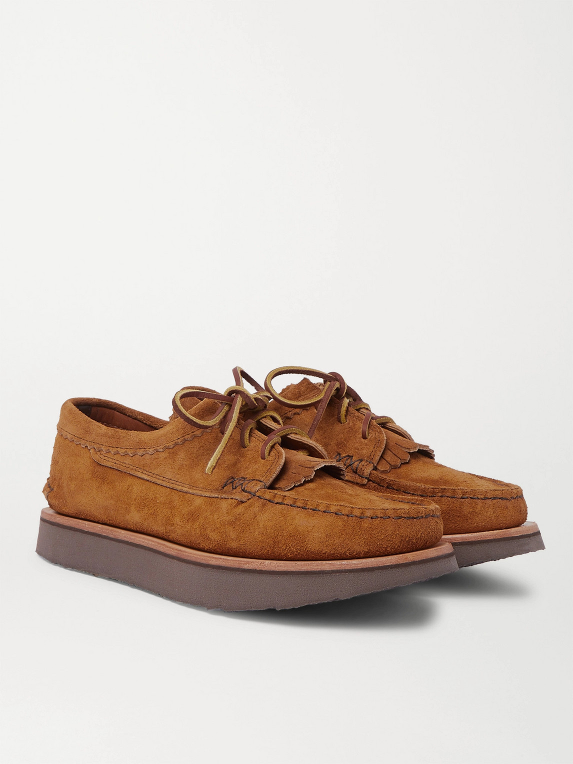 Yuketen Blucher Rocker Textured-leather Derby Shoes In Brown
