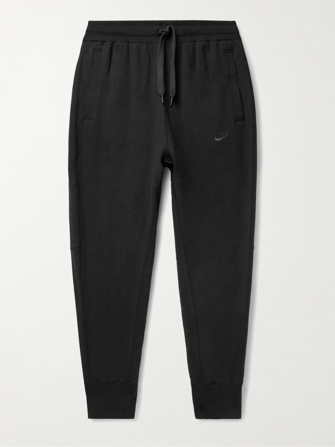 NIKE SPORTSWEAR TAPERED LOGO-EMBROIDERED LOOPBACK COTTON-JERSEY SWEATPANTS