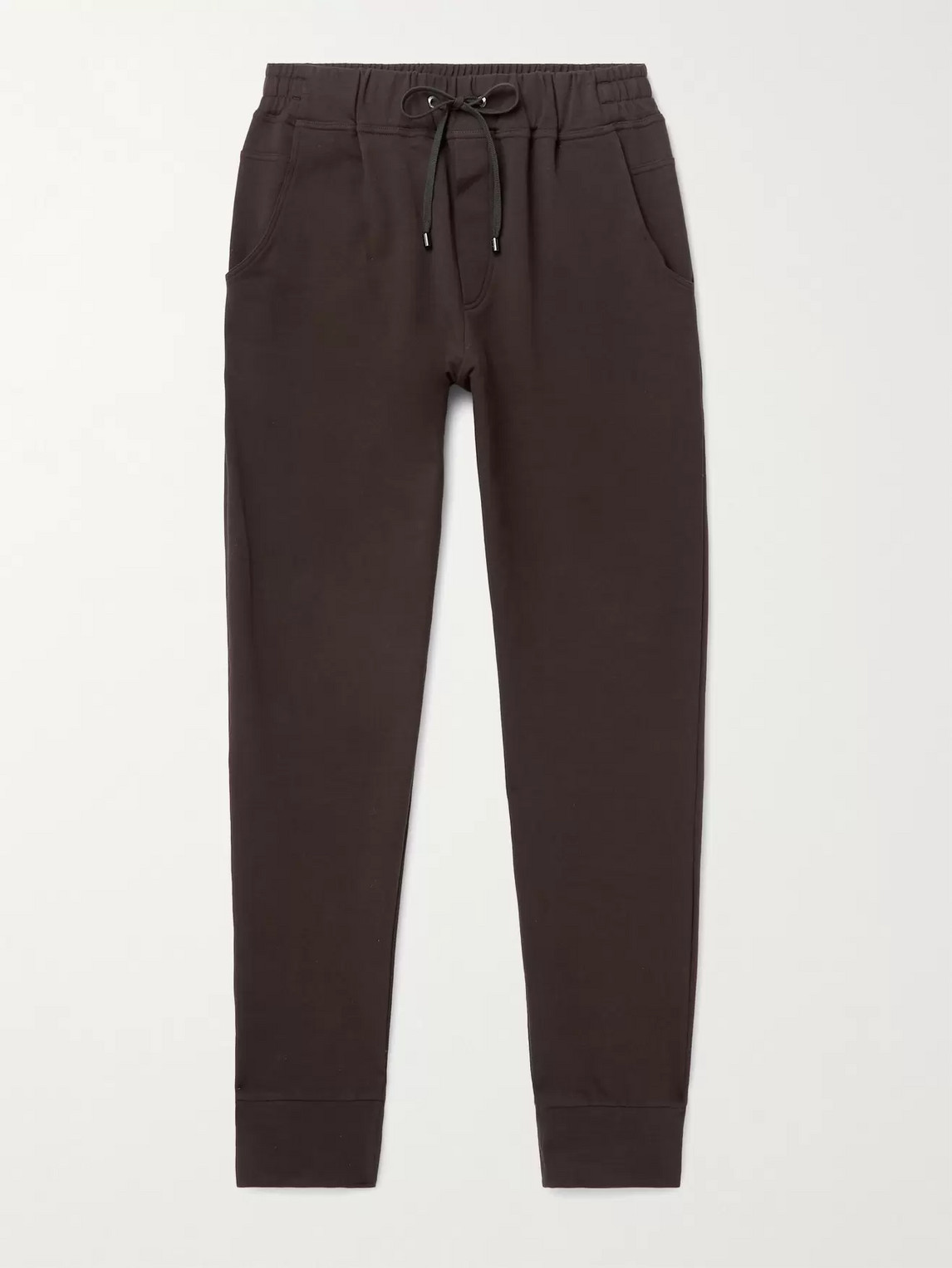 Zimmerli Tapered Fleece-back Stretch-cotton Sweatpants In Gray
