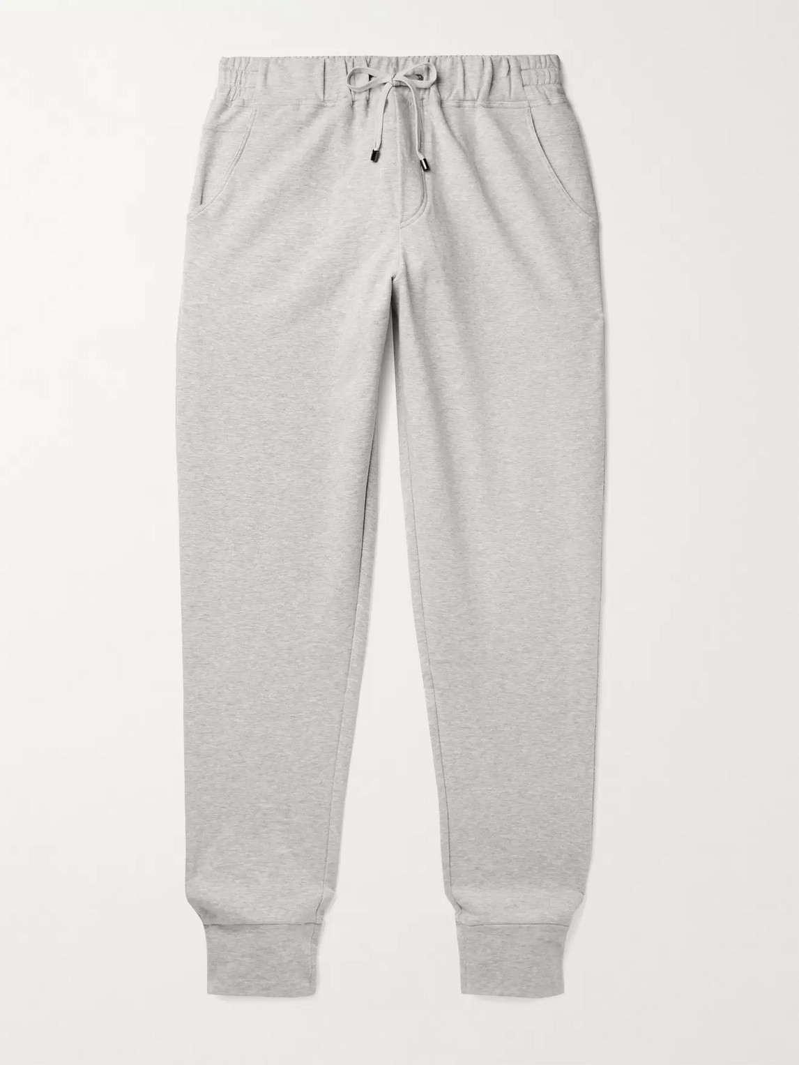 Zimmerli Tapered Fleece-back Stretch-cotton Sweatpants In Gray