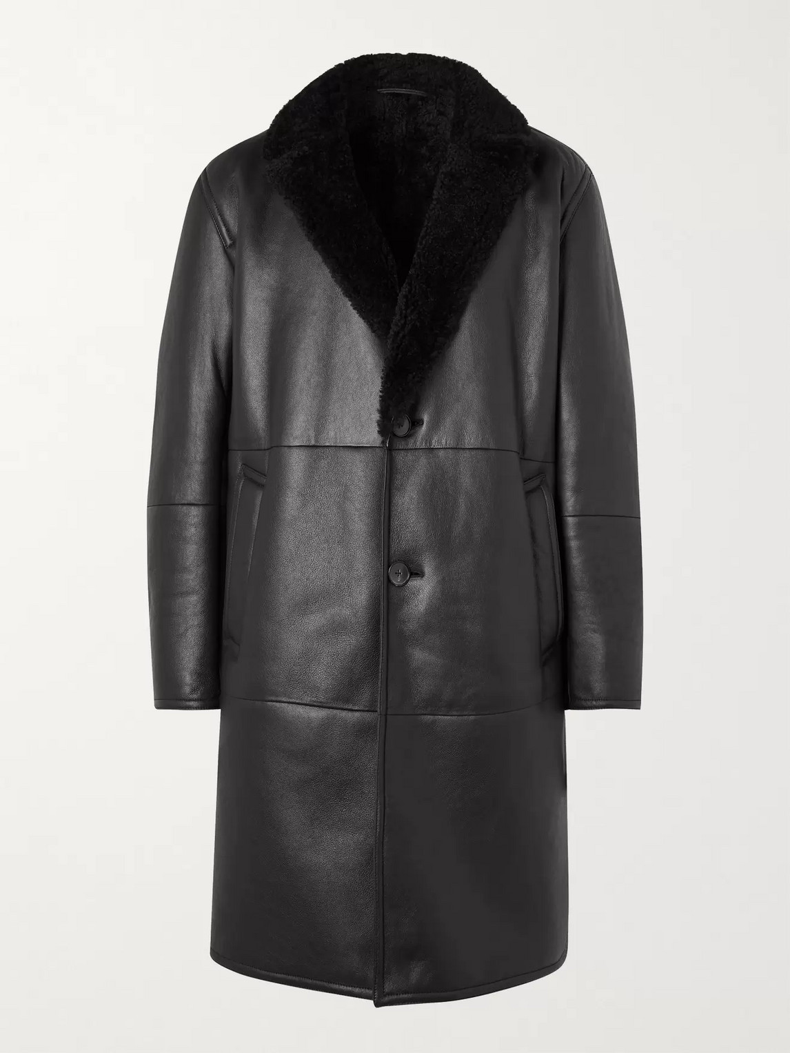 Mr P Shearling-lined Leather Coat In Black