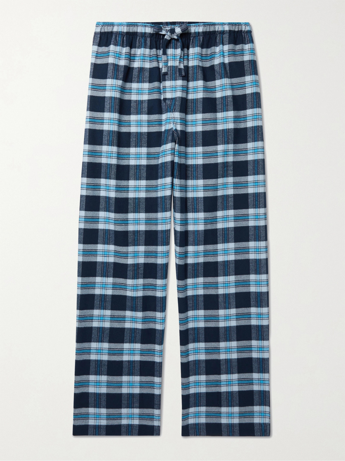 Derek Rose Checked Brushed Cotton-flannel Pyjama Trousers In Blue
