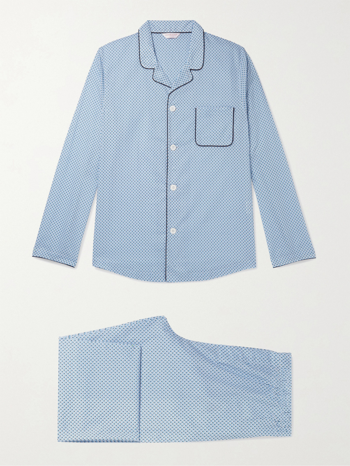 Derek Rose Printed Cotton-poplin Pyjama Set In Blue