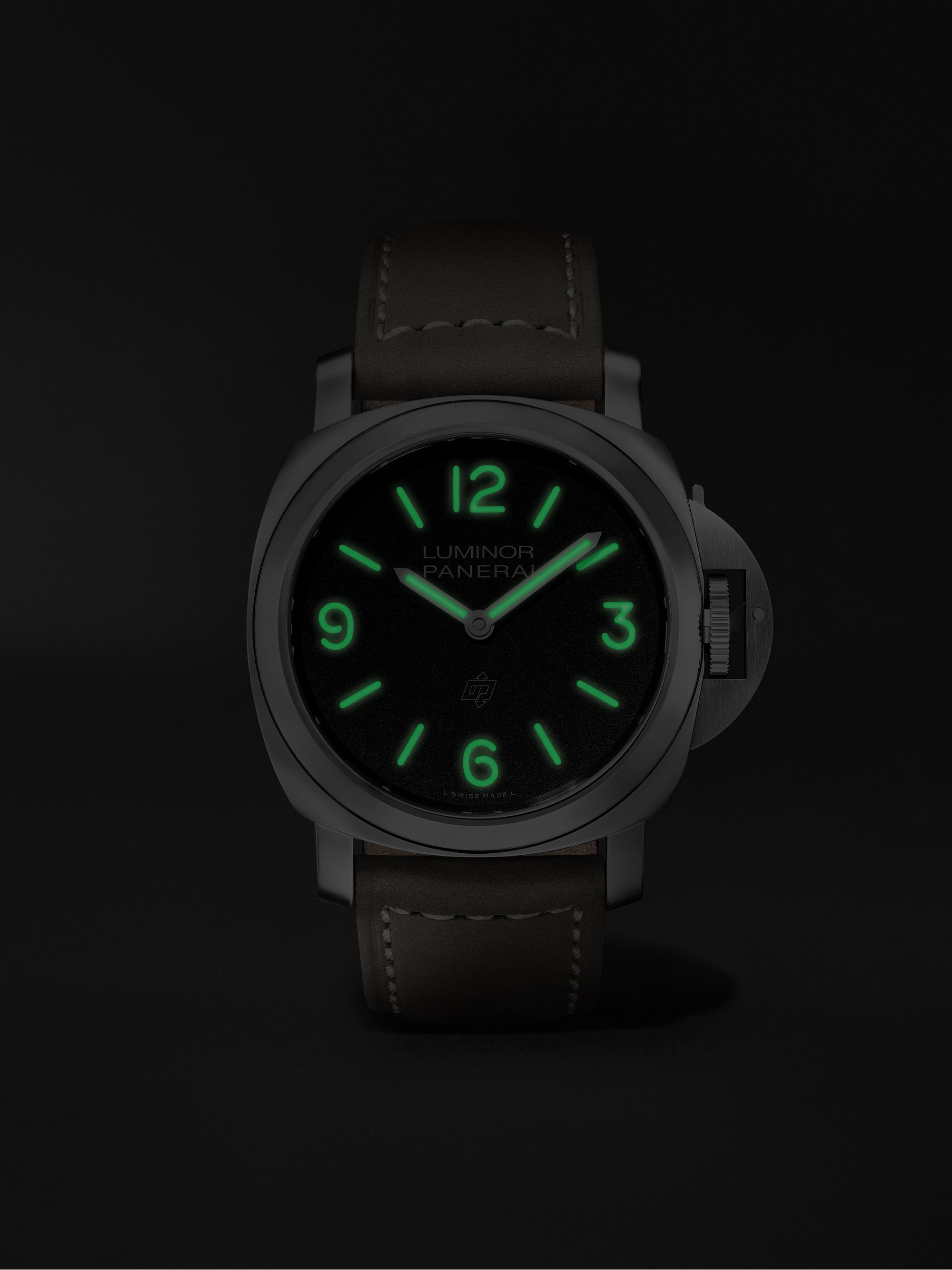 PANERAI Luminor Base Logo Hand-Wound 44mm Stainless Steel and Suede Watch, Ref. No. PAM01086