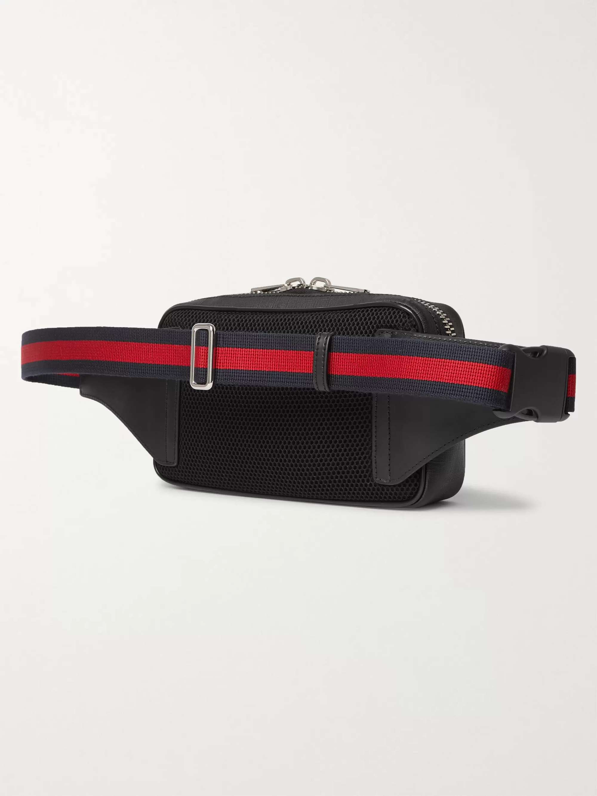 GUCCI Leather-Trimmed Monogrammed Coated-Canvas Belt Bag