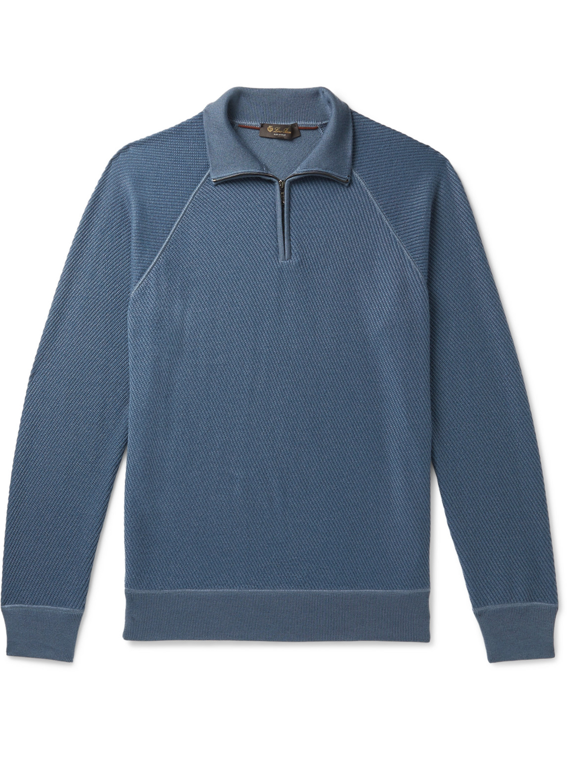 Ribbed Cashmere and Silk-Blend Half-Zip Sweater