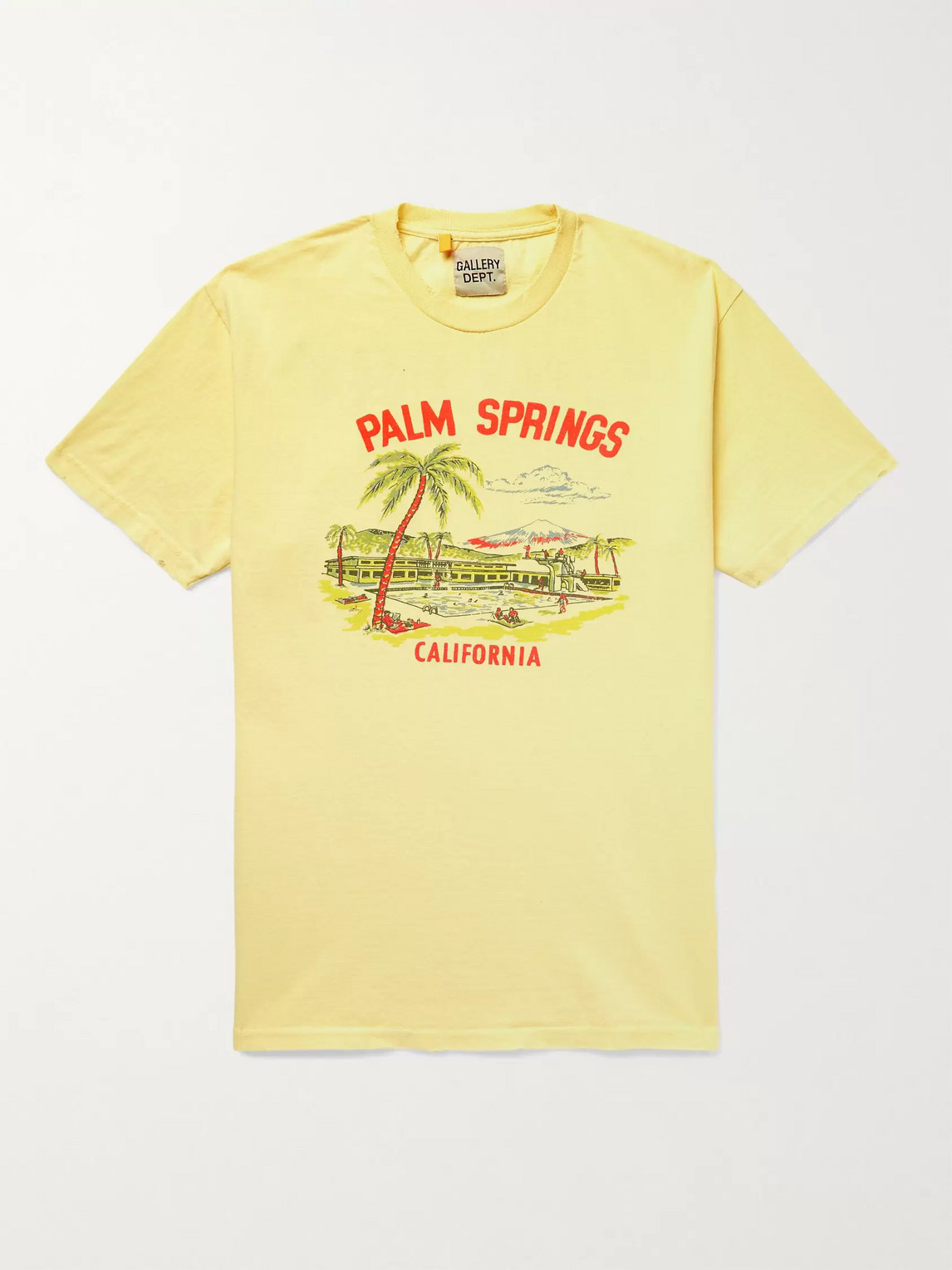 Gallery Dept. Distressed Printed Cotton-jersey T-shirt In Yellow