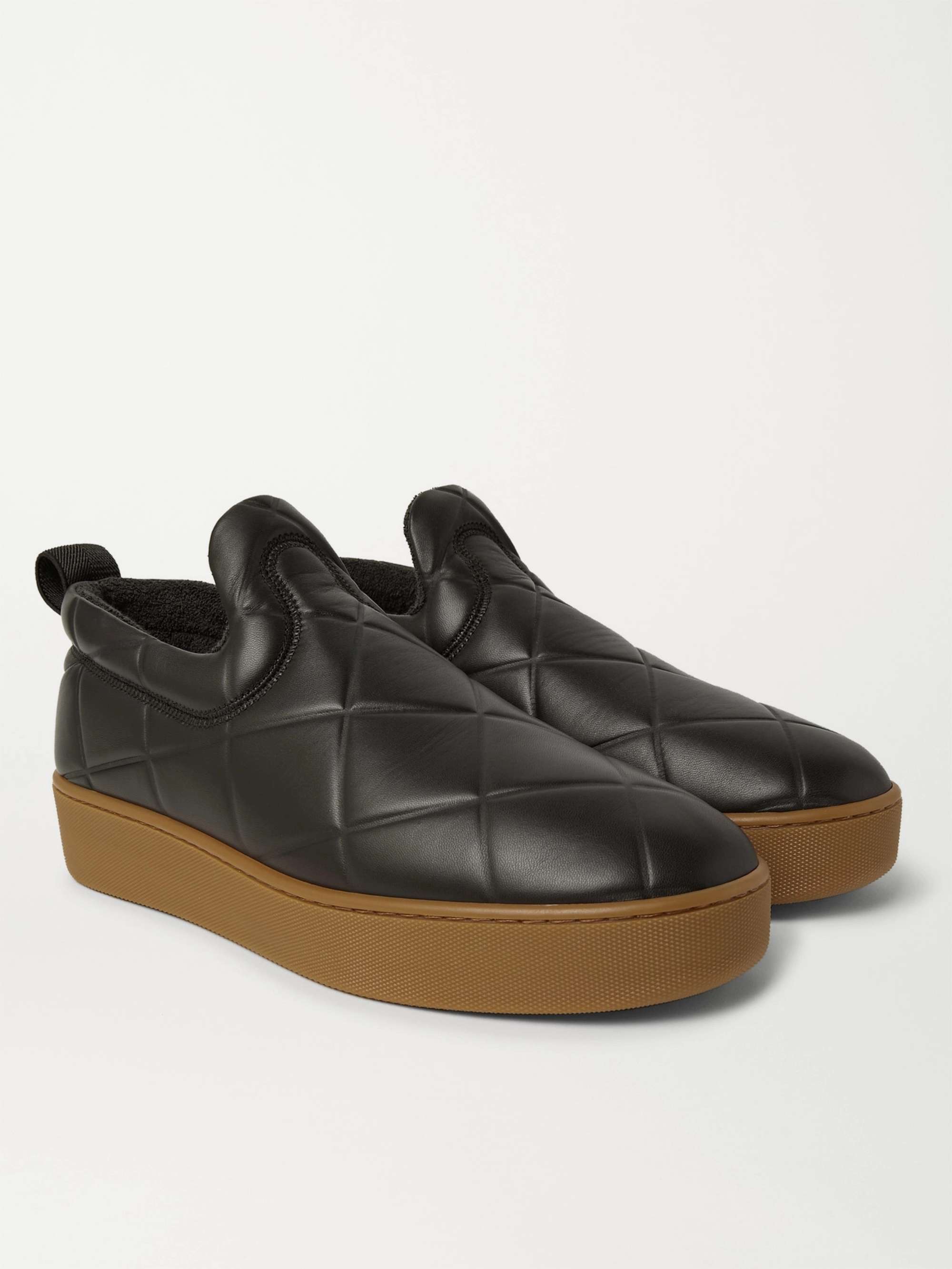 BOTTEGA VENETA Debossed Leather Slip-On Sneakers