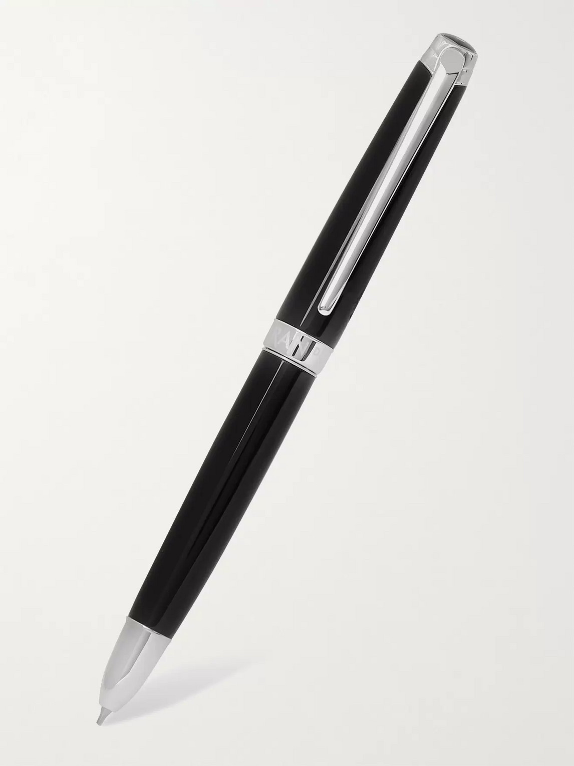 Caran D'ache Léman Bi-fonction Rhodium And Silver-coated Lacquered Ballpoint Pen In Black