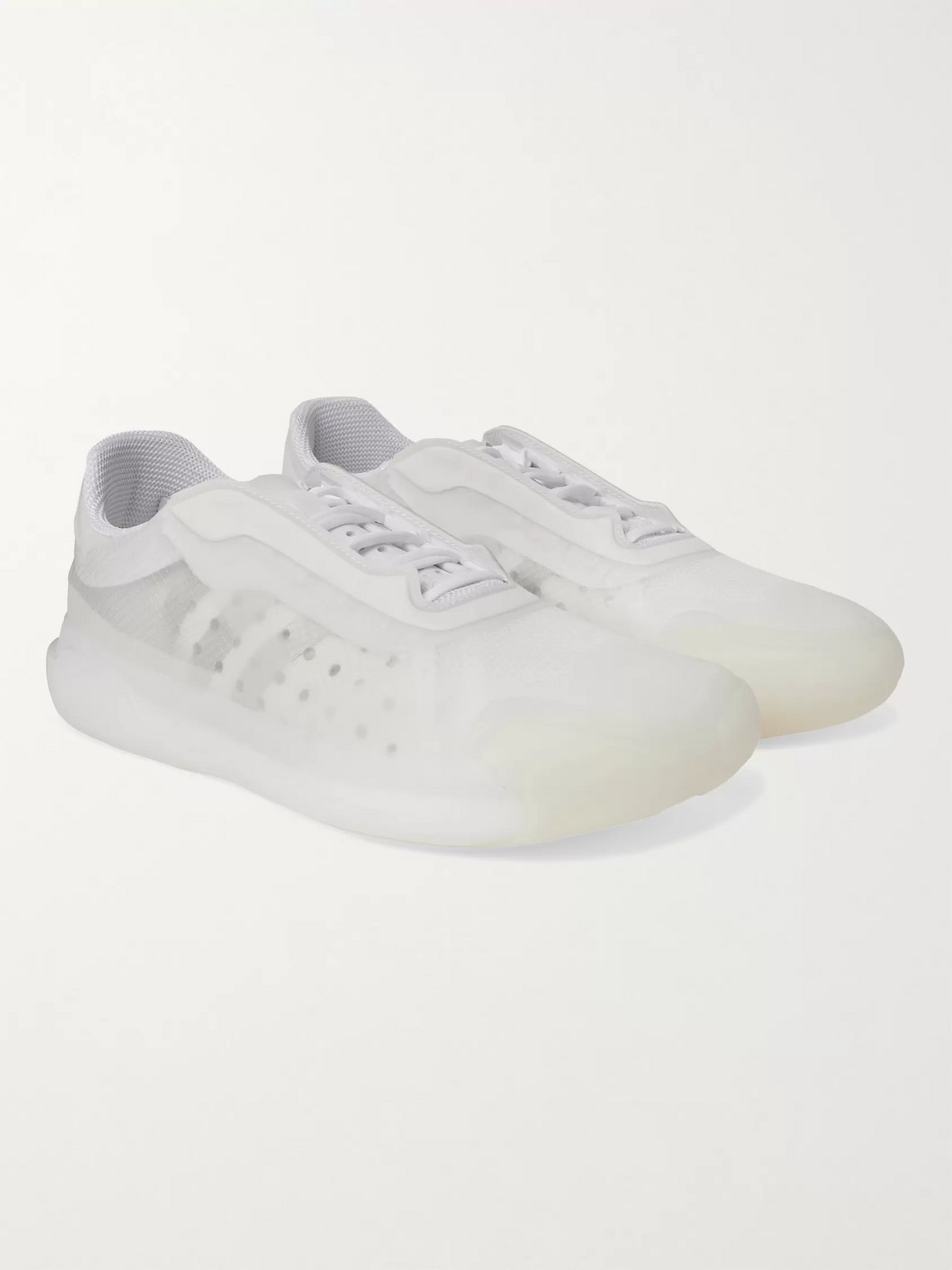 Adidas Consortium Prada Rubber-trimmed Ripstop Sneakers In White