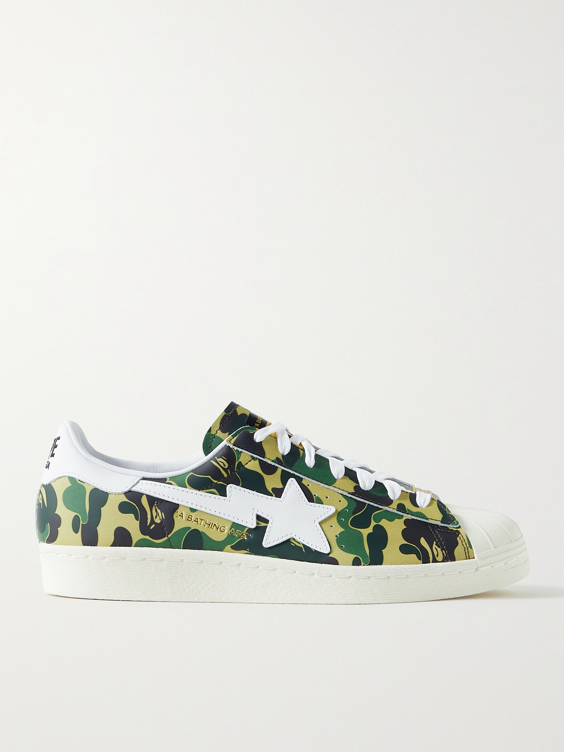Adidas Consortium Bape Superstar 80s Camouflage-print Leather Sneakers In Green