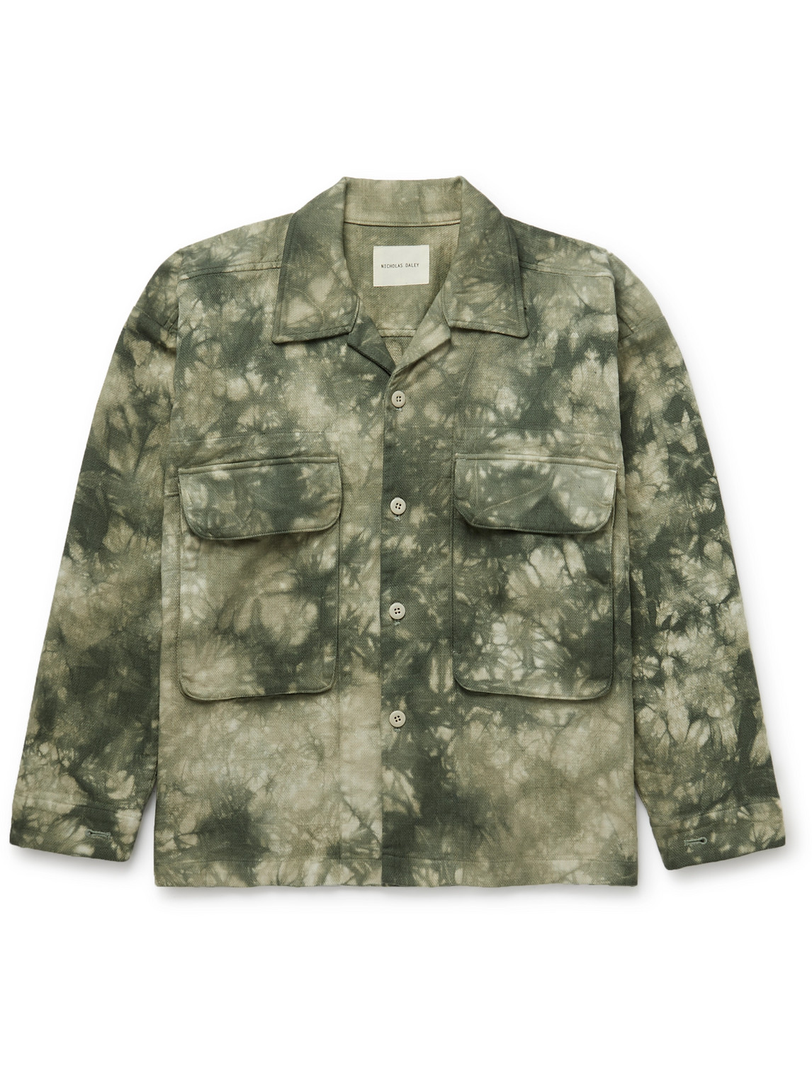 Nicholas Daley Tie-dyed Cotton Overshirt In Green
