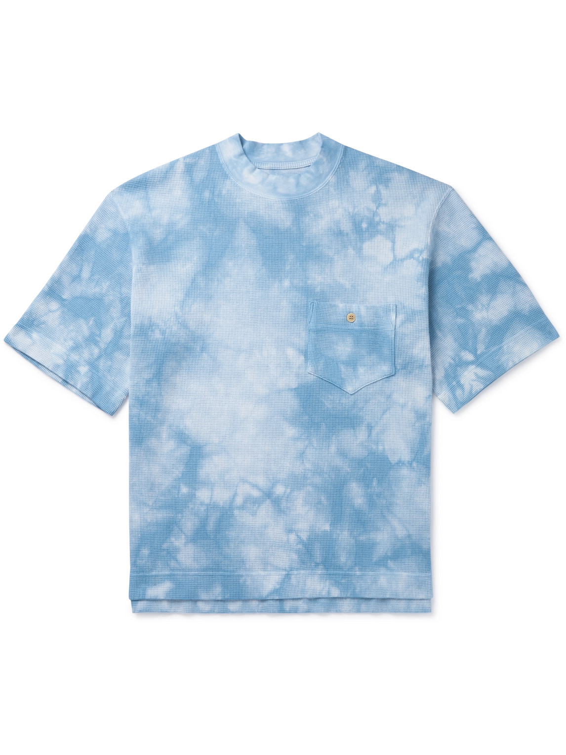 Nicholas Daley Tie-dyed Waffle-knit Cotton-blend T-shirt In Blue