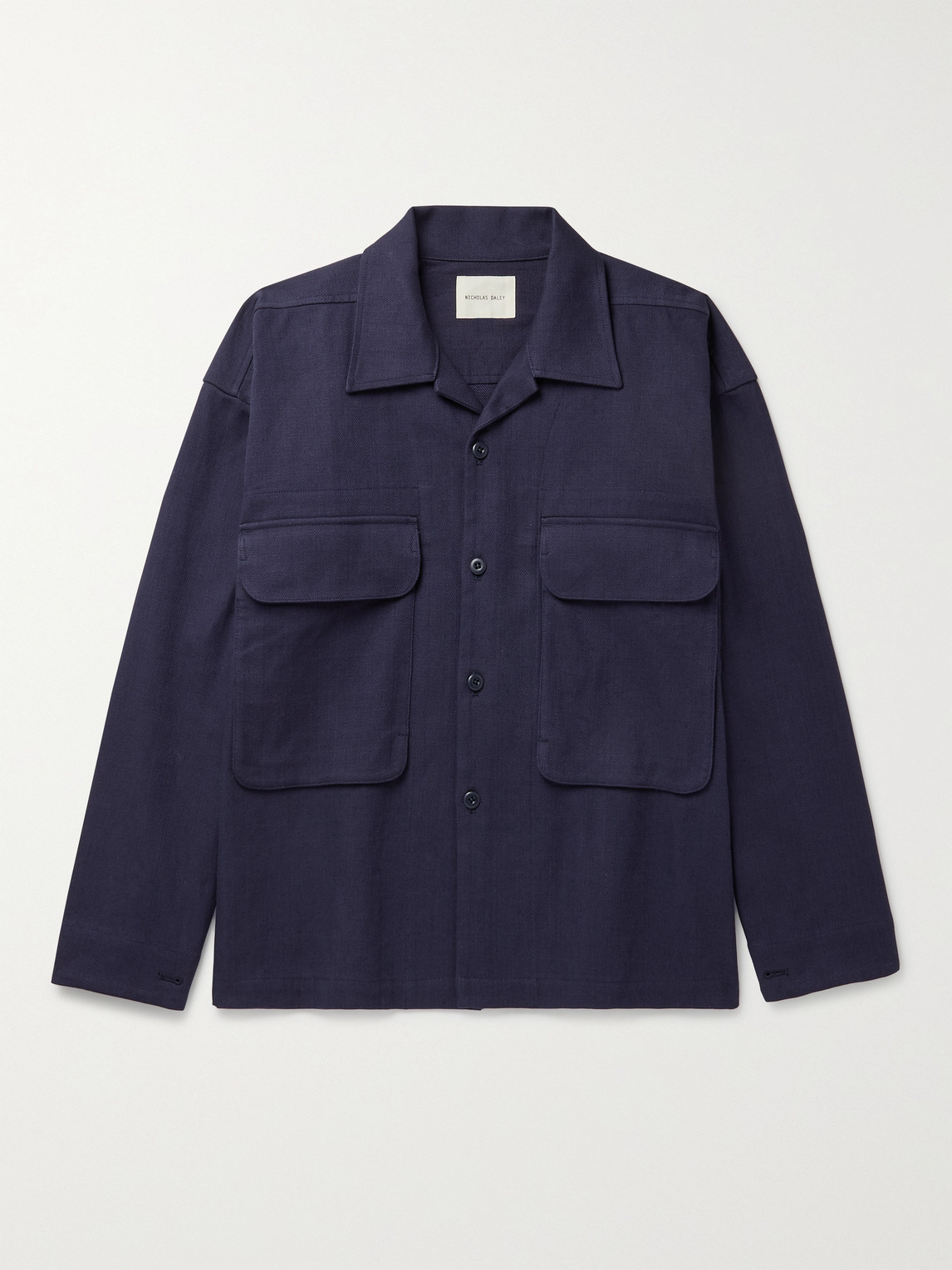 Nicholas Daley Cotton And Linen-blend Jacket In Blue