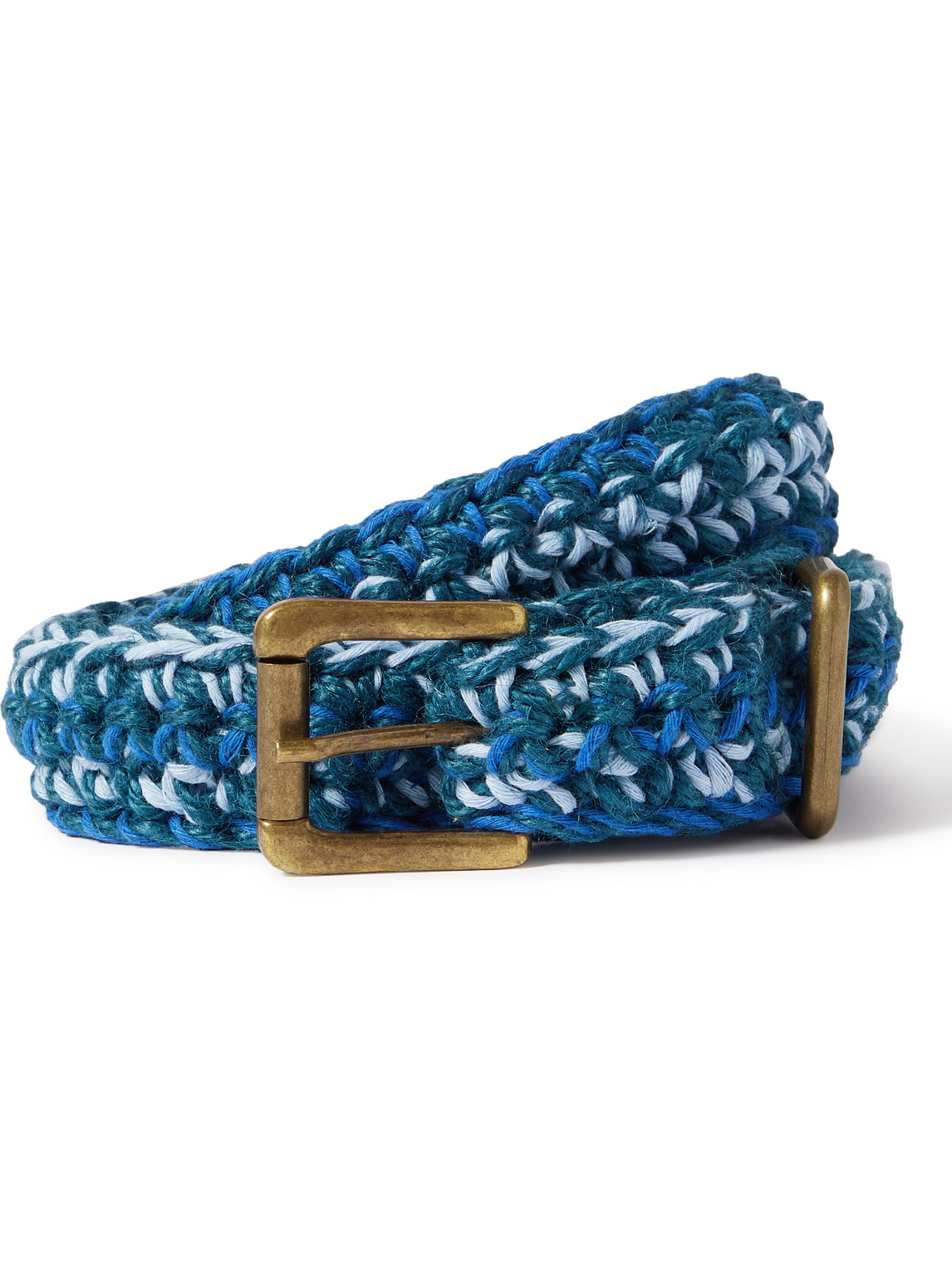Nicholas Daley 3.5cm Crocheted Jute And Cotton-blend Belt In Blue