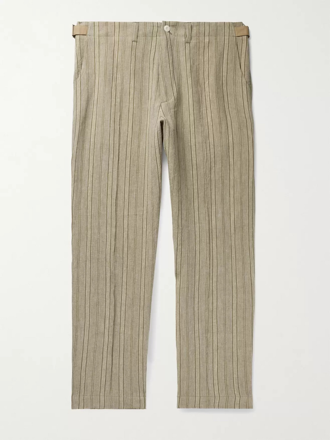 Nicholas Daley Wide-leg Striped Linen Trousers In Green