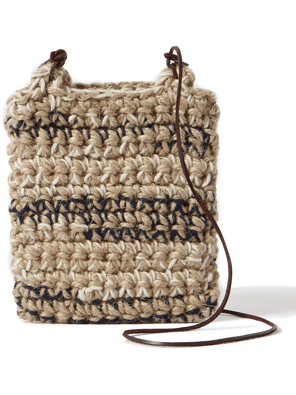 Nicholas Daley Crocheted Jute And Cotton-blend Pouch In Neutrals