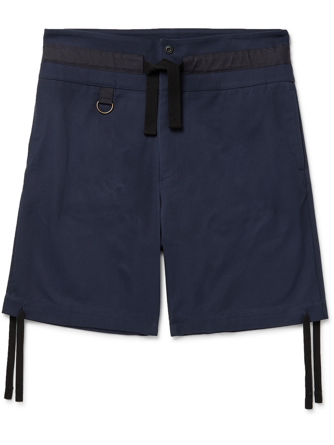 Nicholas Daley Wide-leg Waxed Cotton-blend Drawstring Shorts In Blue
