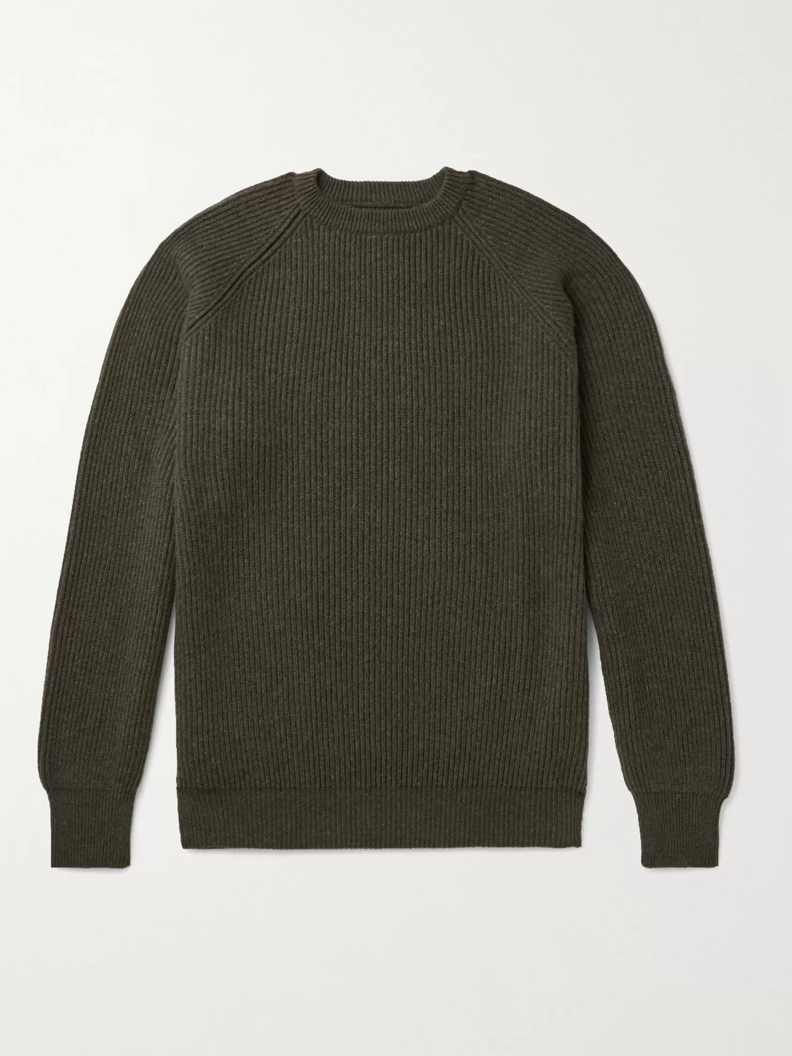 Anderson & Sheppard Ribbed Cashmere Sweater In Green
