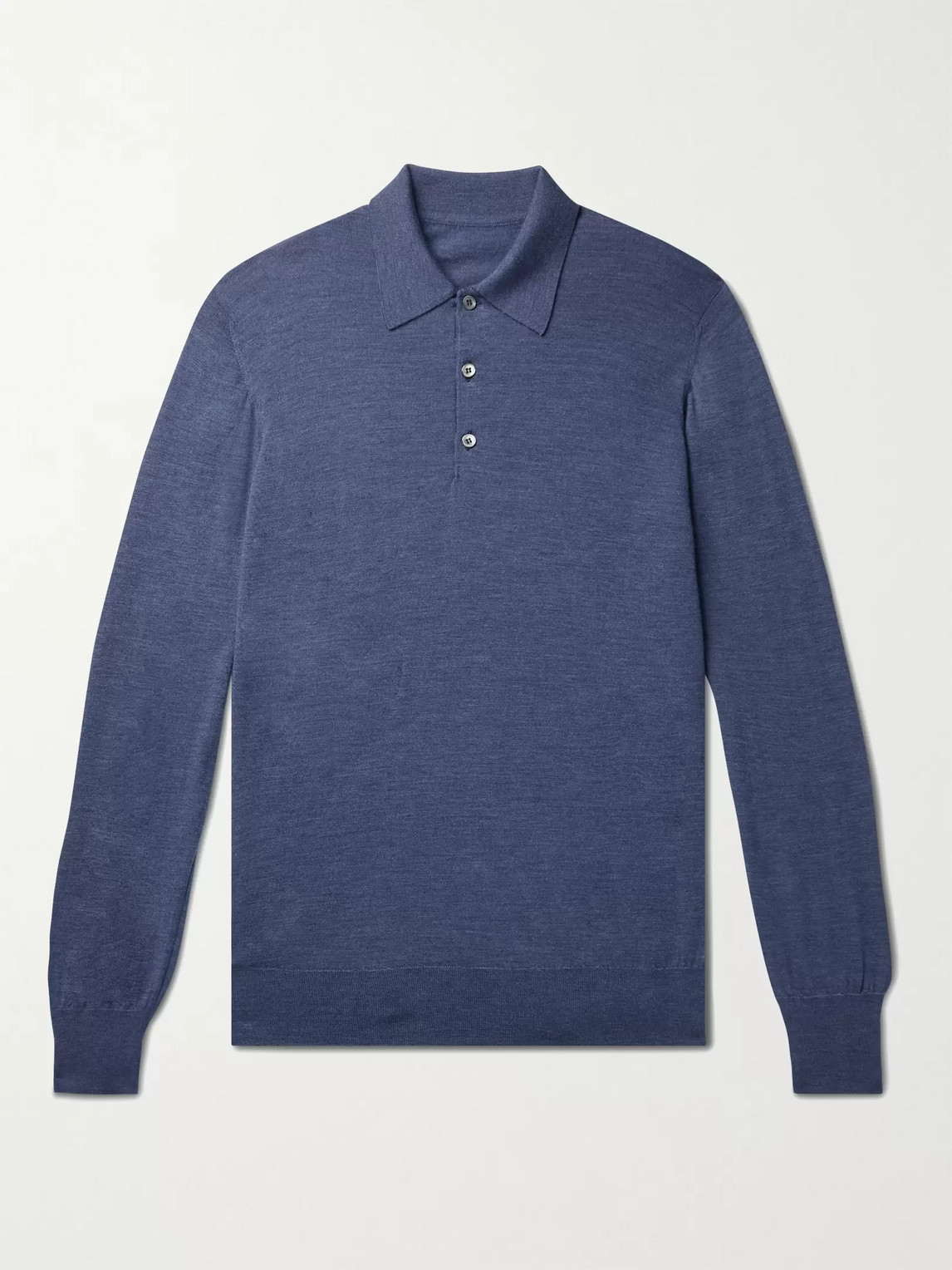 Anderson & Sheppard Virgin Wool Polo Shirt In Blue