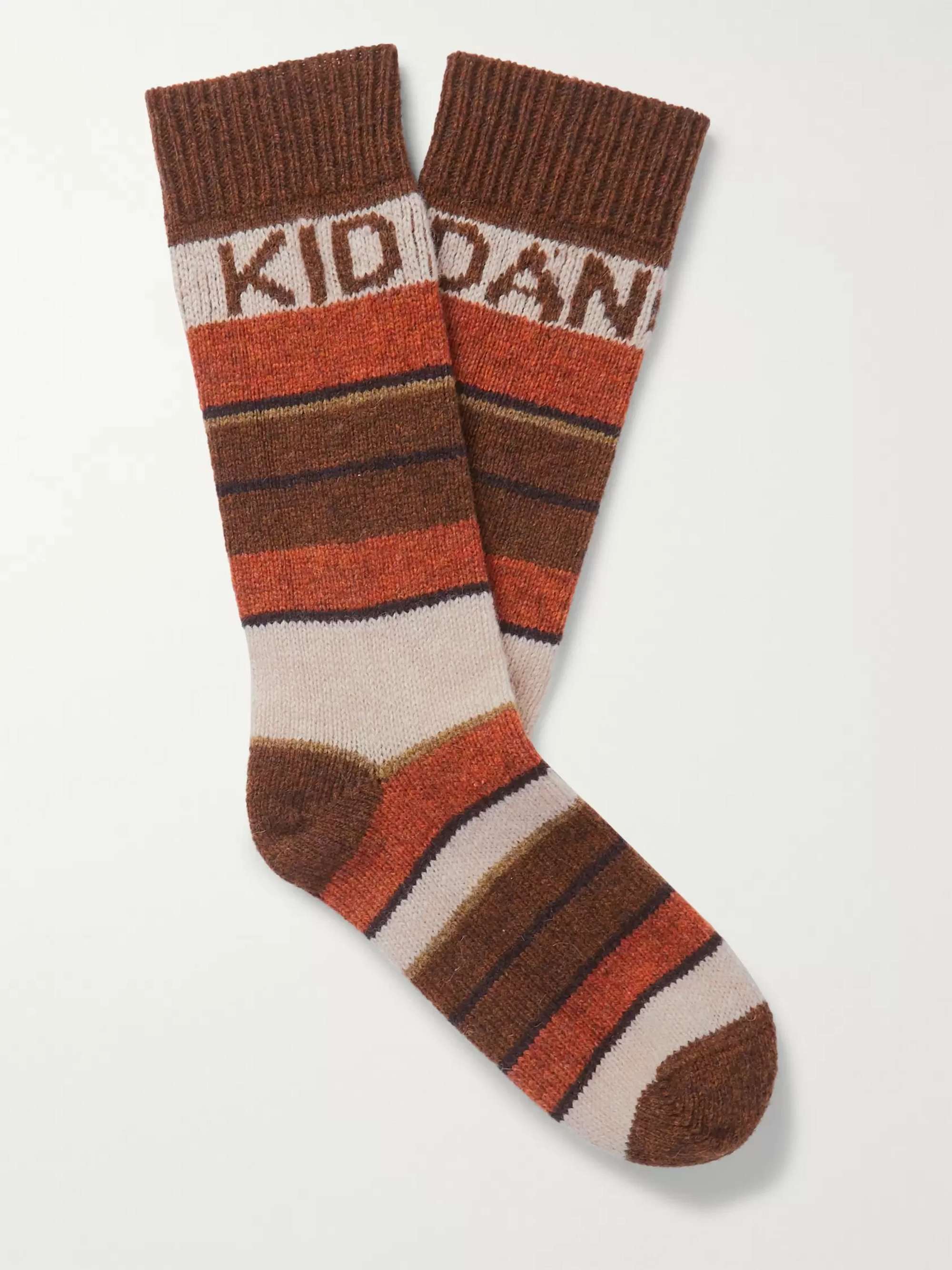CELINE HOMME The Dancing Kid Striped Wool-Jacquard Socks