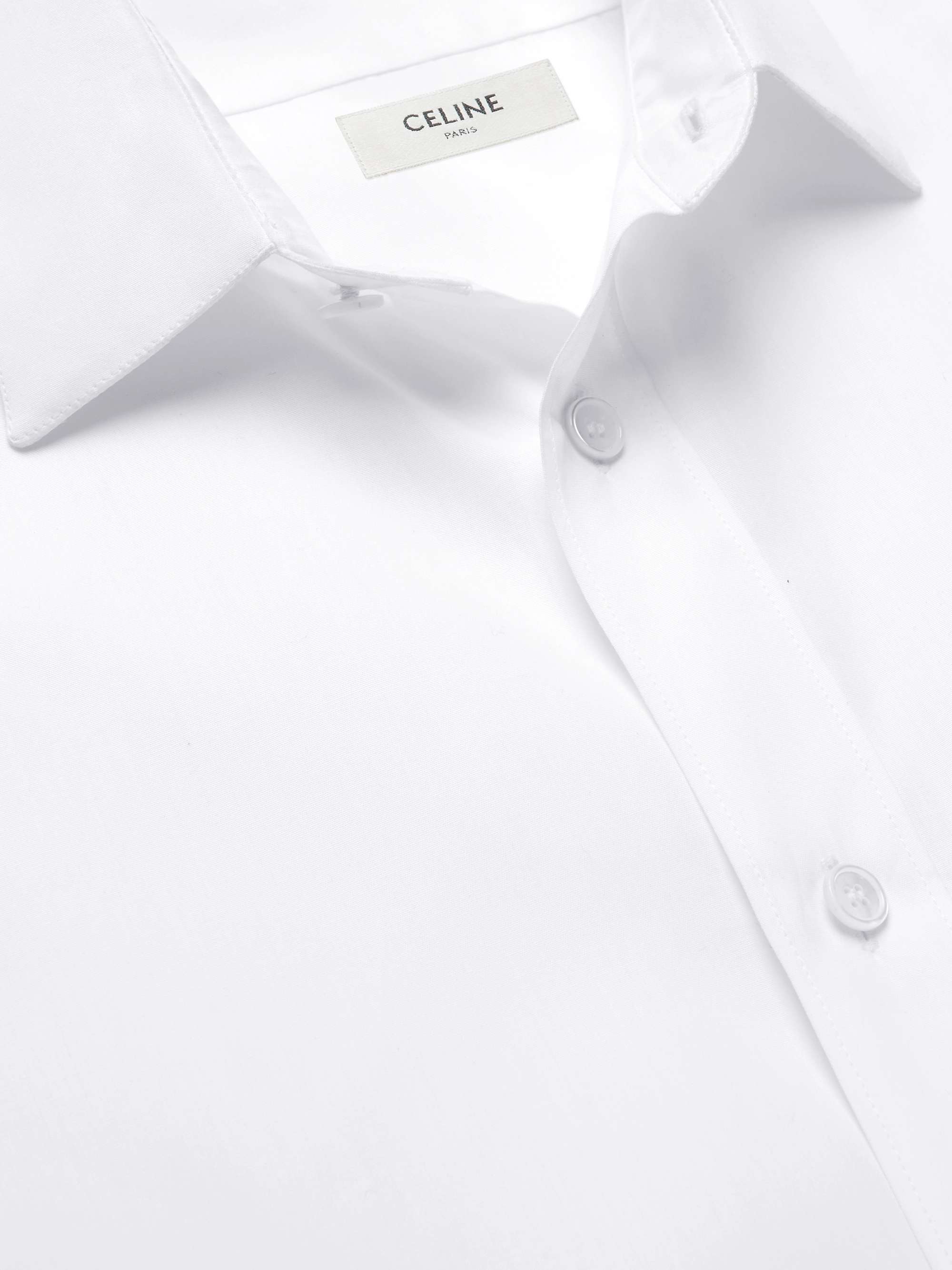 CELINE HOMME C-Embroidered Cotton-Poplin Shirt