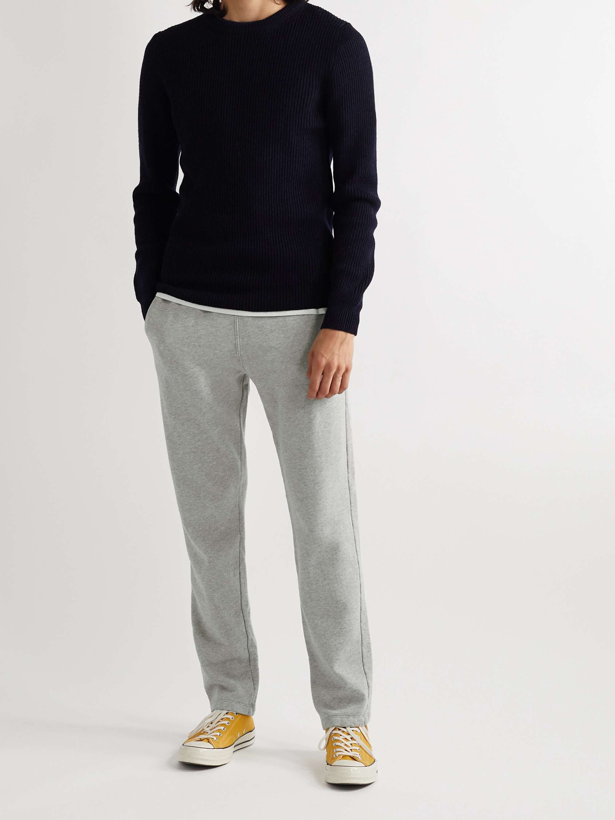 SAVE KHAKI UNITED Slim-Fit Mélange Fleece-Back Cotton-Jersey Sweatpants