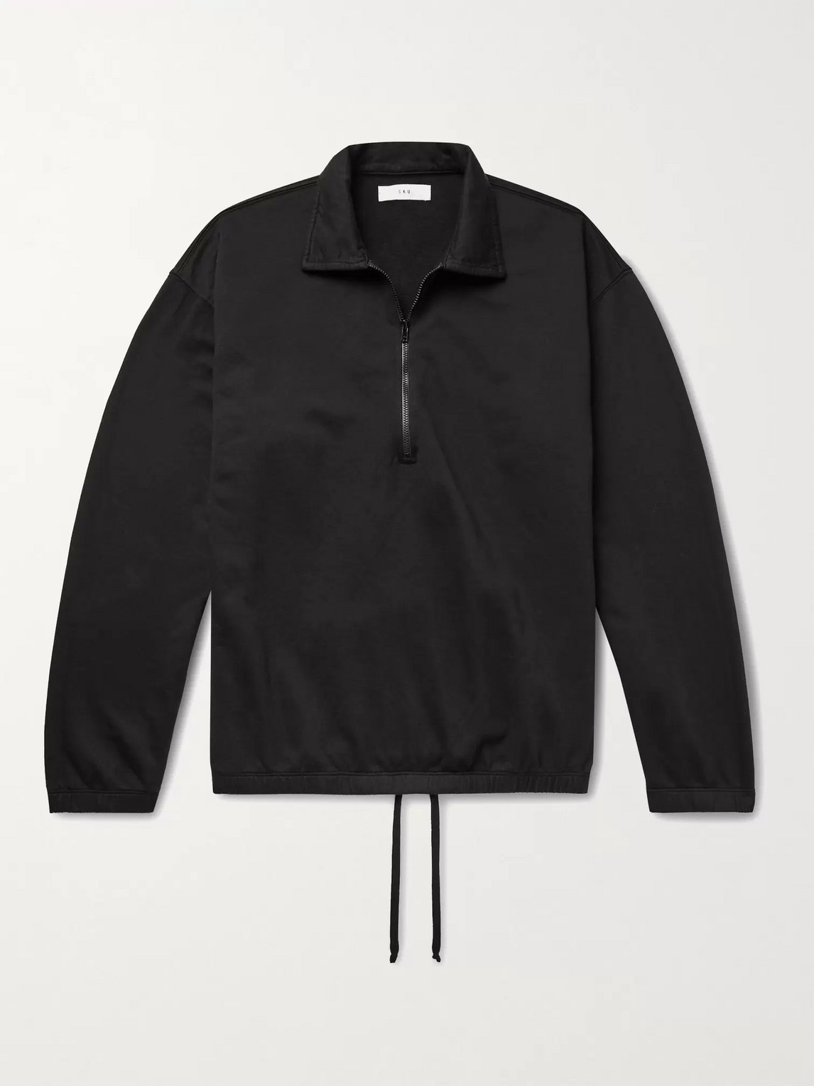 Save Khaki United Garment-dyed Fleece-back Supima Cotton-jersey Half-zip Sweatshirt In Black