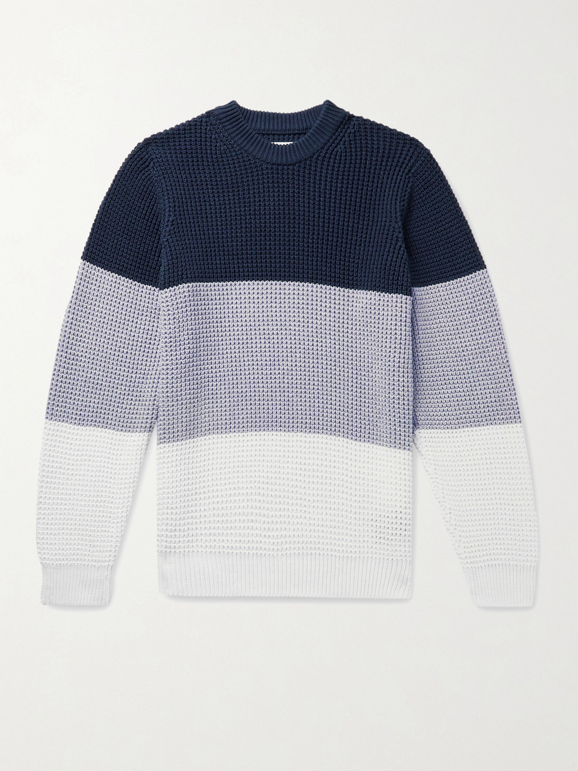 Albam Colour-block Waffle-knit Cotton Sweater In Blue