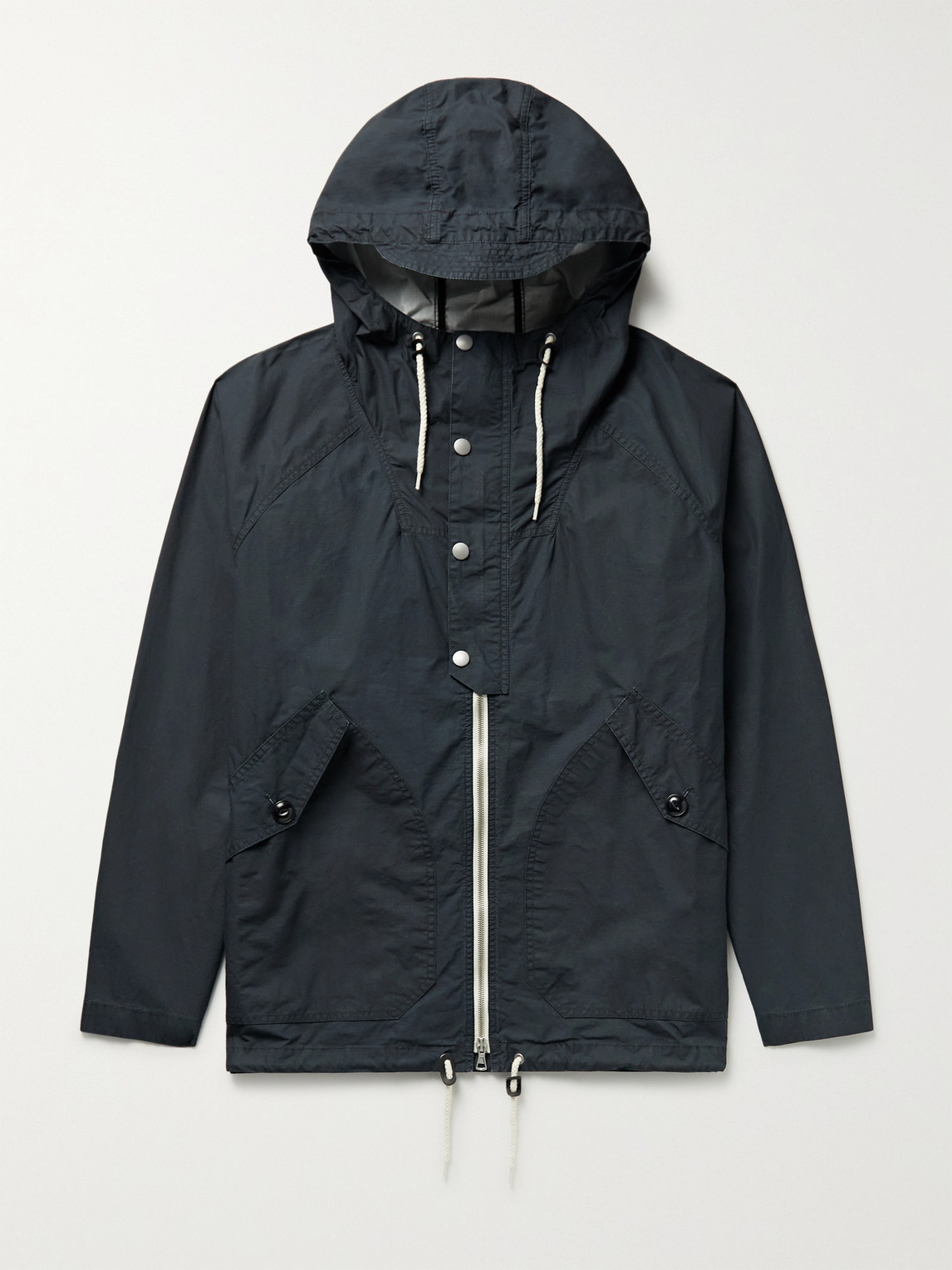 Albam Haston Waxed Cotton-ripstop Hooded Parka In Blue