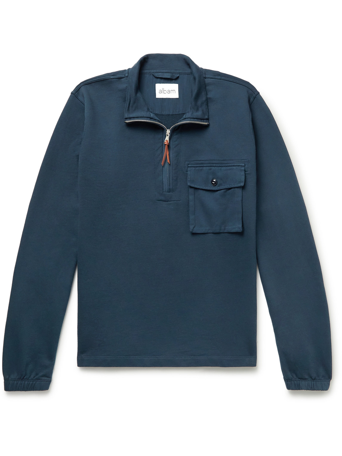 Albam Tactical Loopback Cotton-jersey Half-zip Sweatshirt In Blue