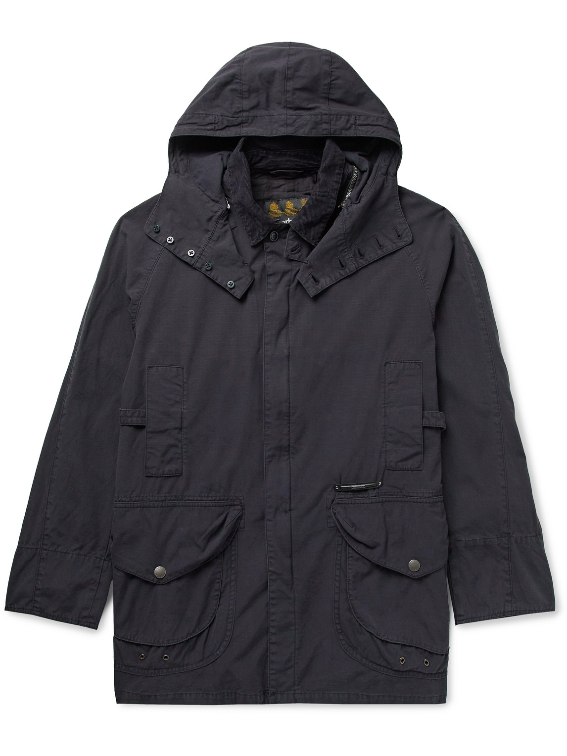 Barbour Gold Standard Beaufort Corduroy-trimmed Cotton-ripstop Hooded Jacket In Blue