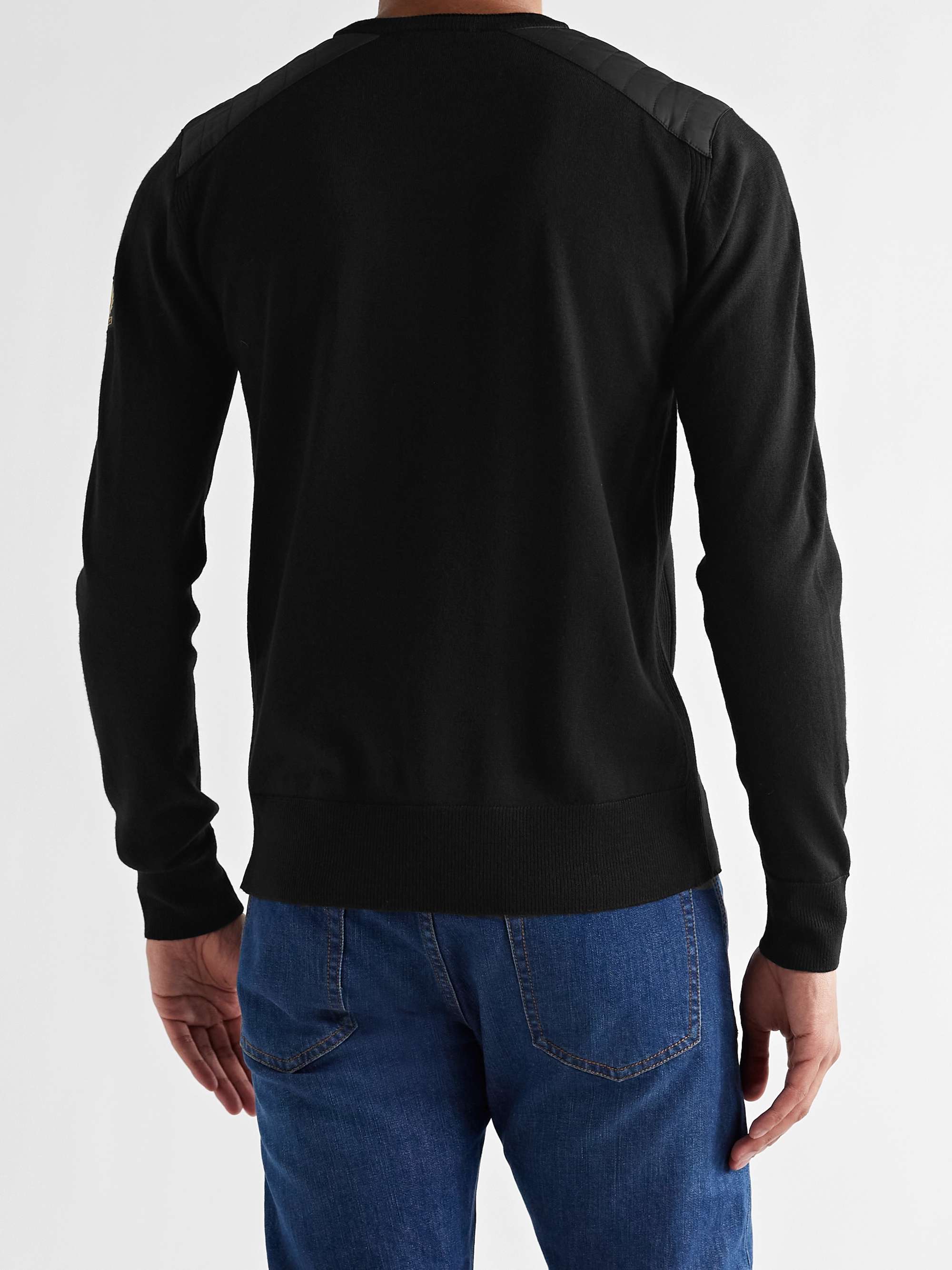 BELSTAFF Kerrigan Slim-Fit Quilted Shell-Trimmed Merino Wool Sweater