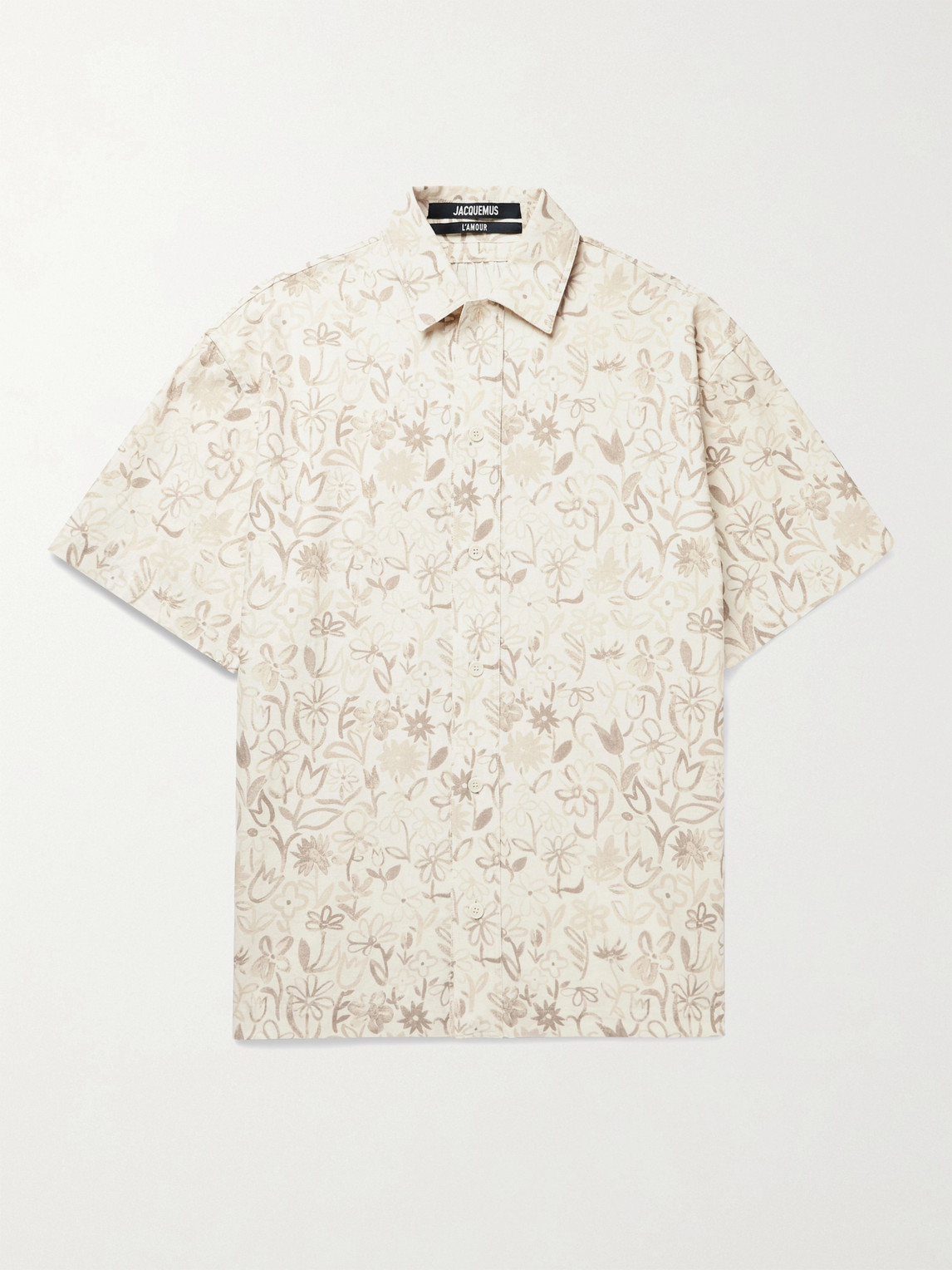 Jacquemus Moisson Oversized Floral-print Cotton And Linen-blend Shirt In Neutrals