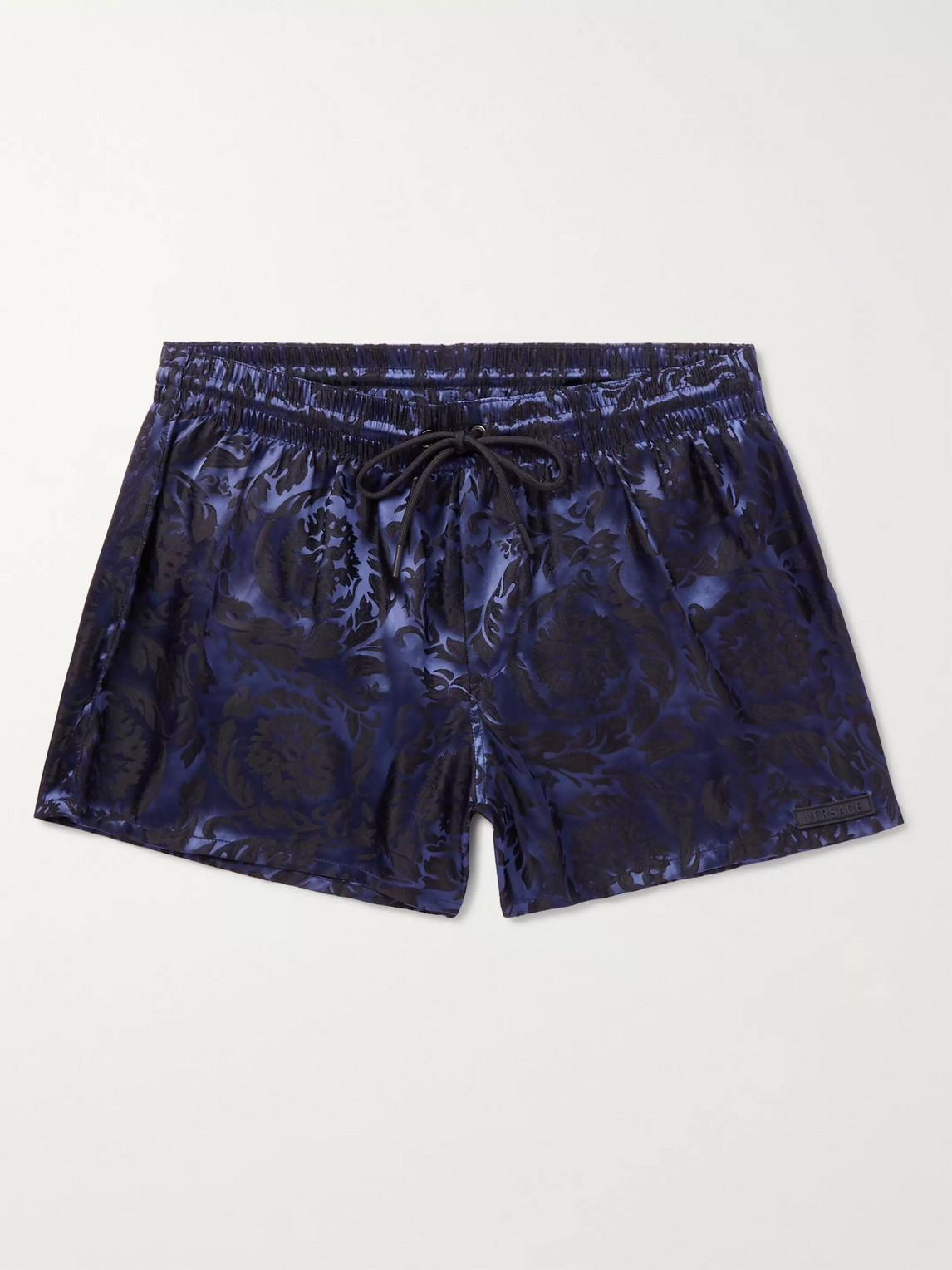 Versace Short-length Jacquard Swim Shorts In Blue