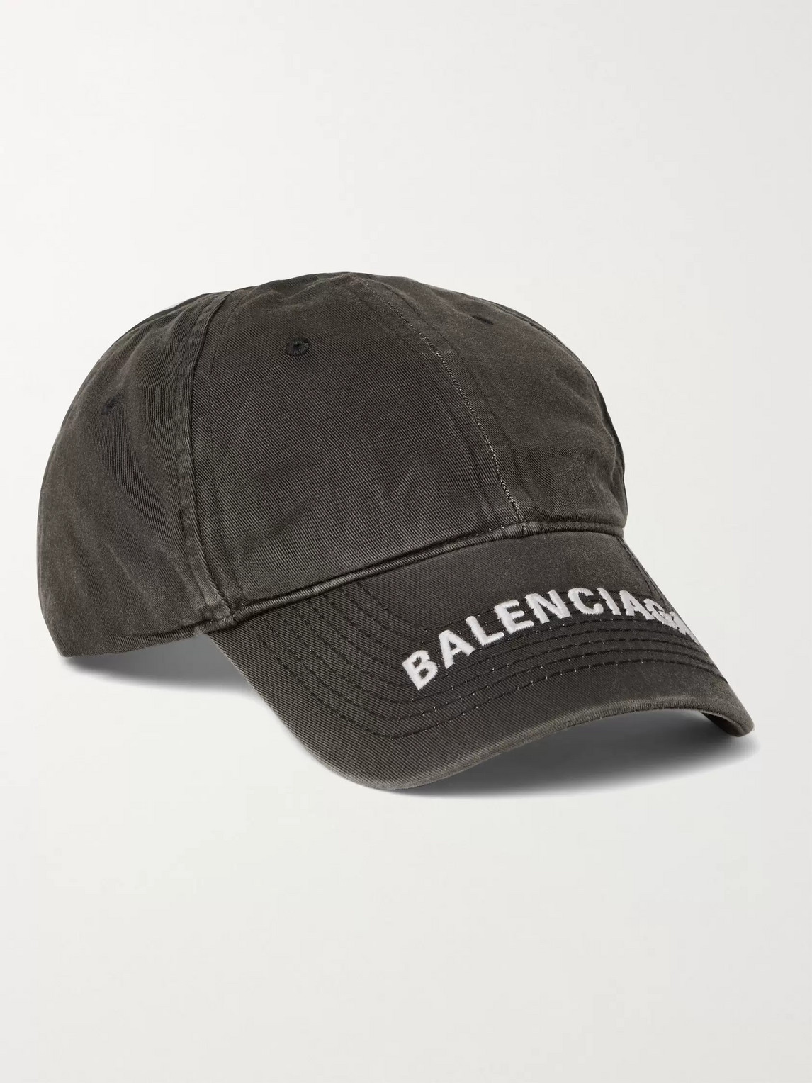 Balenciaga Logo-embroidered Cotton-twill Baseball Cap In Gray
