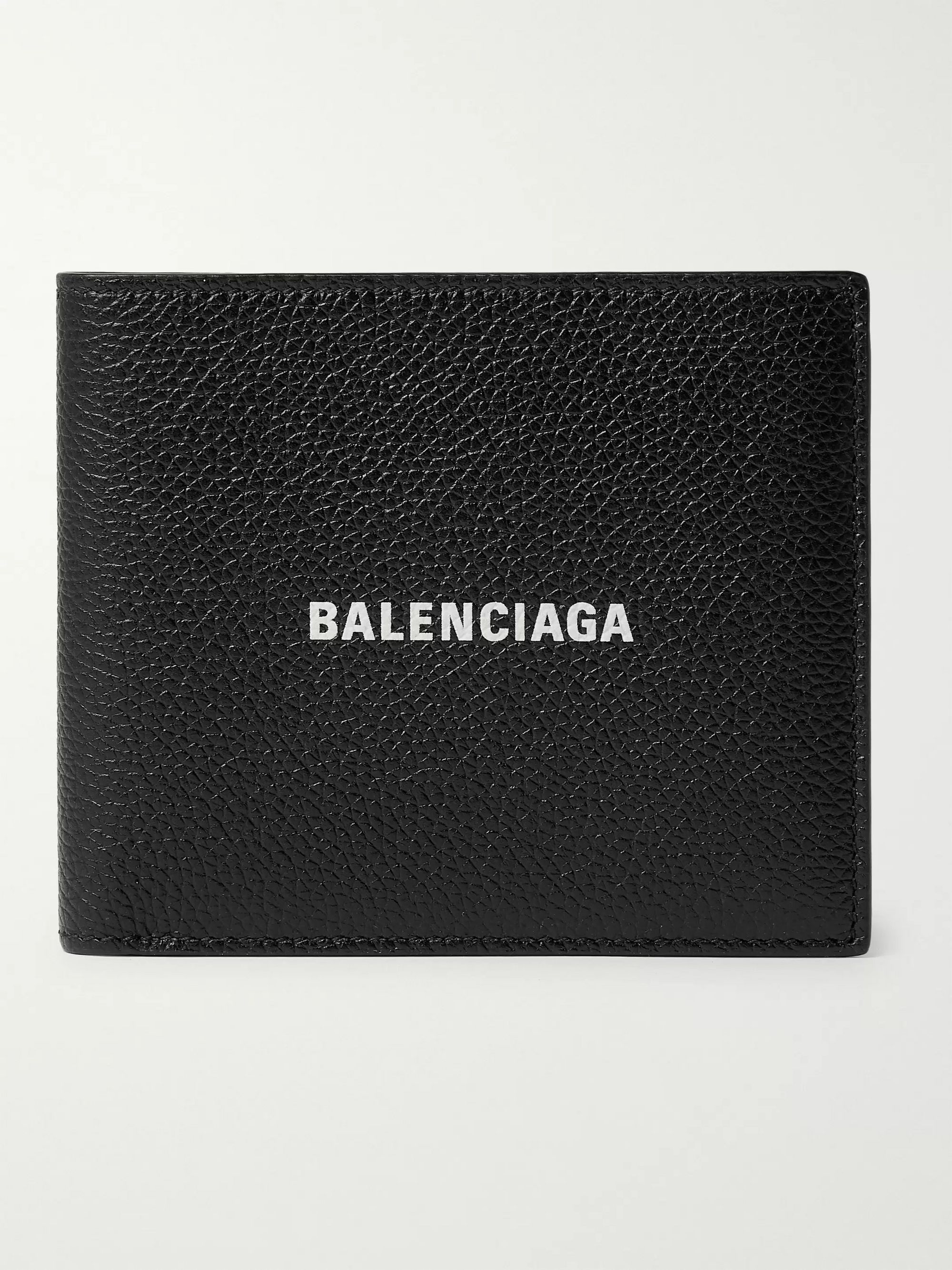 Black Logo-Print Full-Grain Leather 