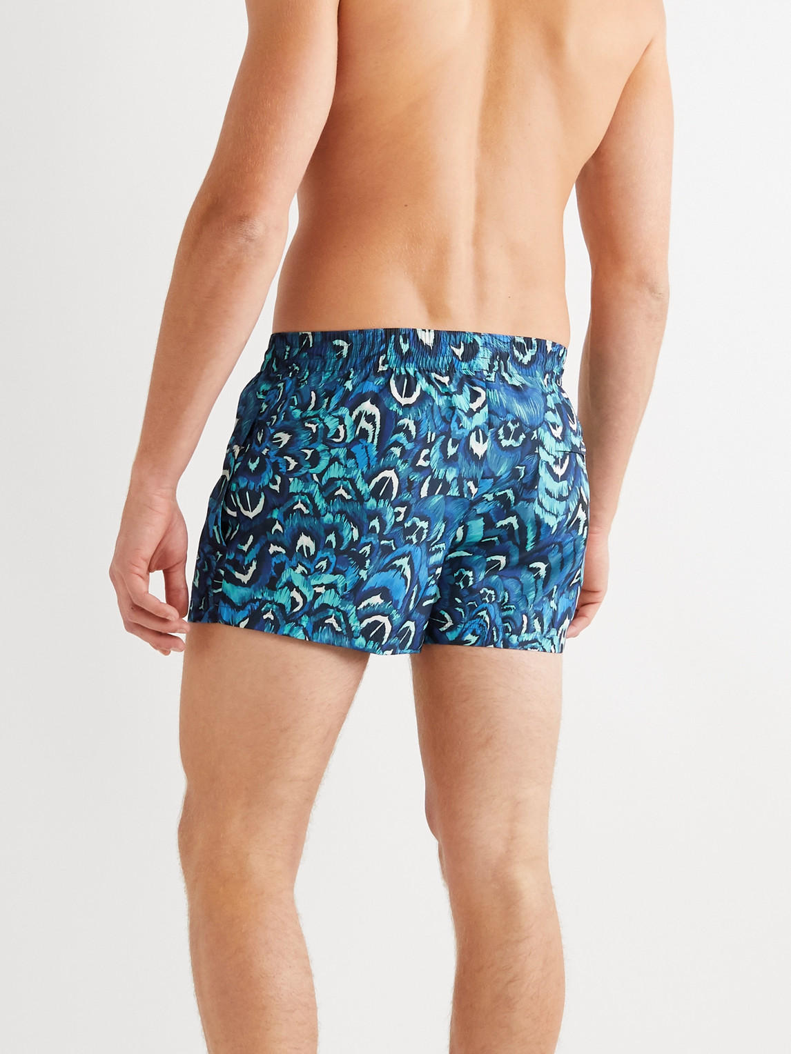 Dolce & Gabbana Slim-fit Short-length Printed Swim Shorts In Blue