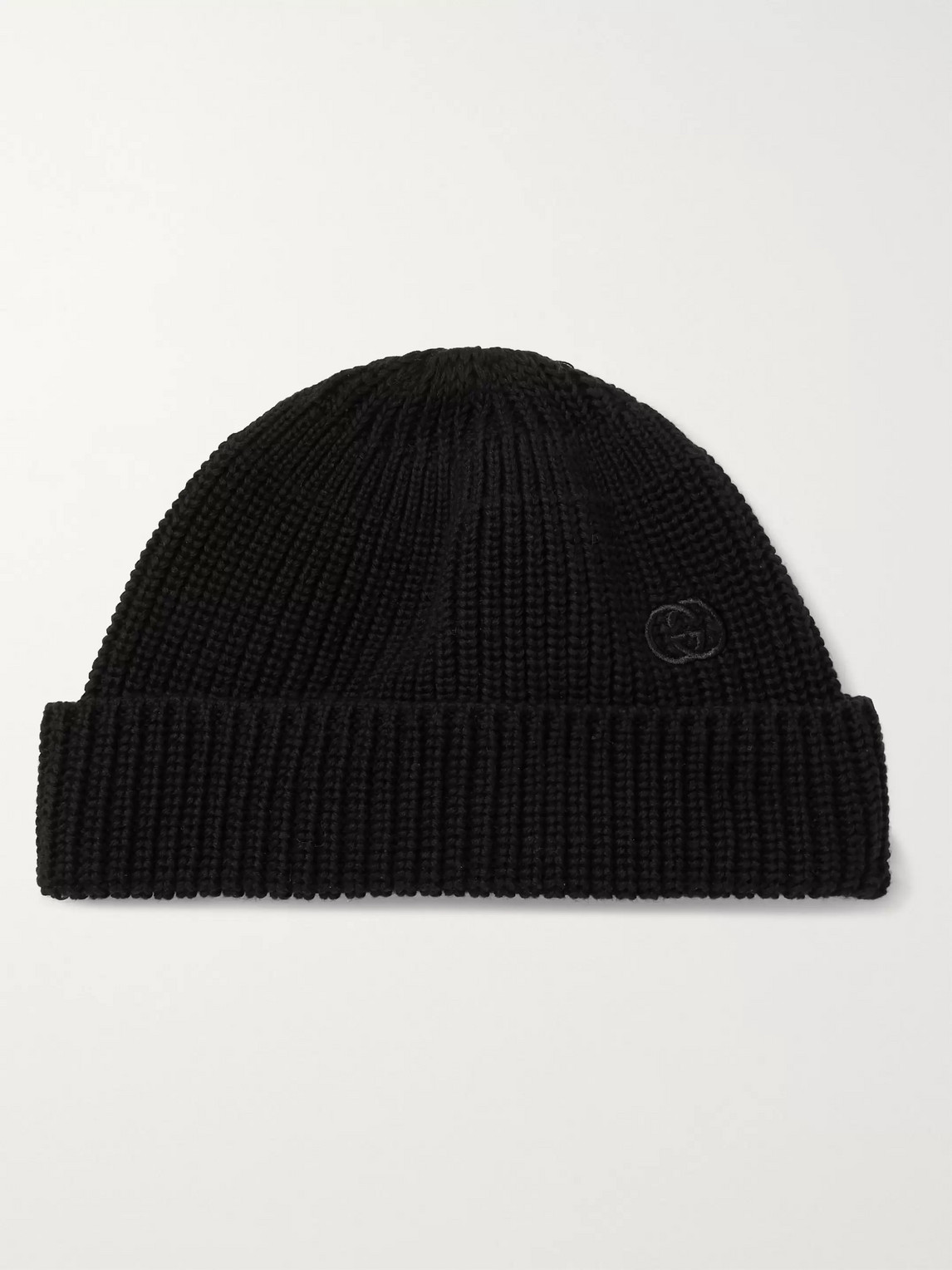 Gucci Logo-embroidered Cable-knit Cotton Beanie In Black