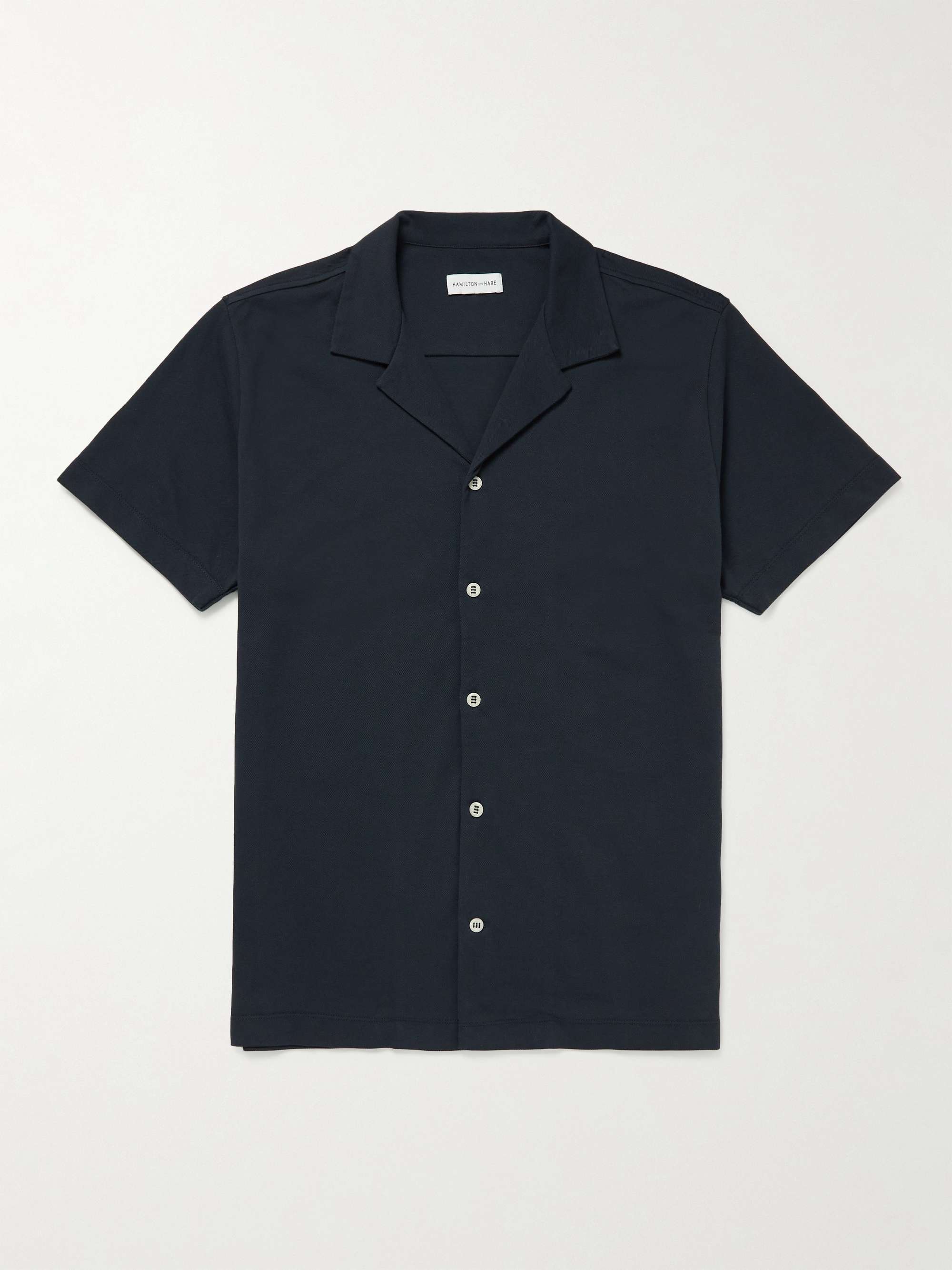 HAMILTON AND HARE Slim-Fit Camp-Collar Cotton-Piqué Shirt