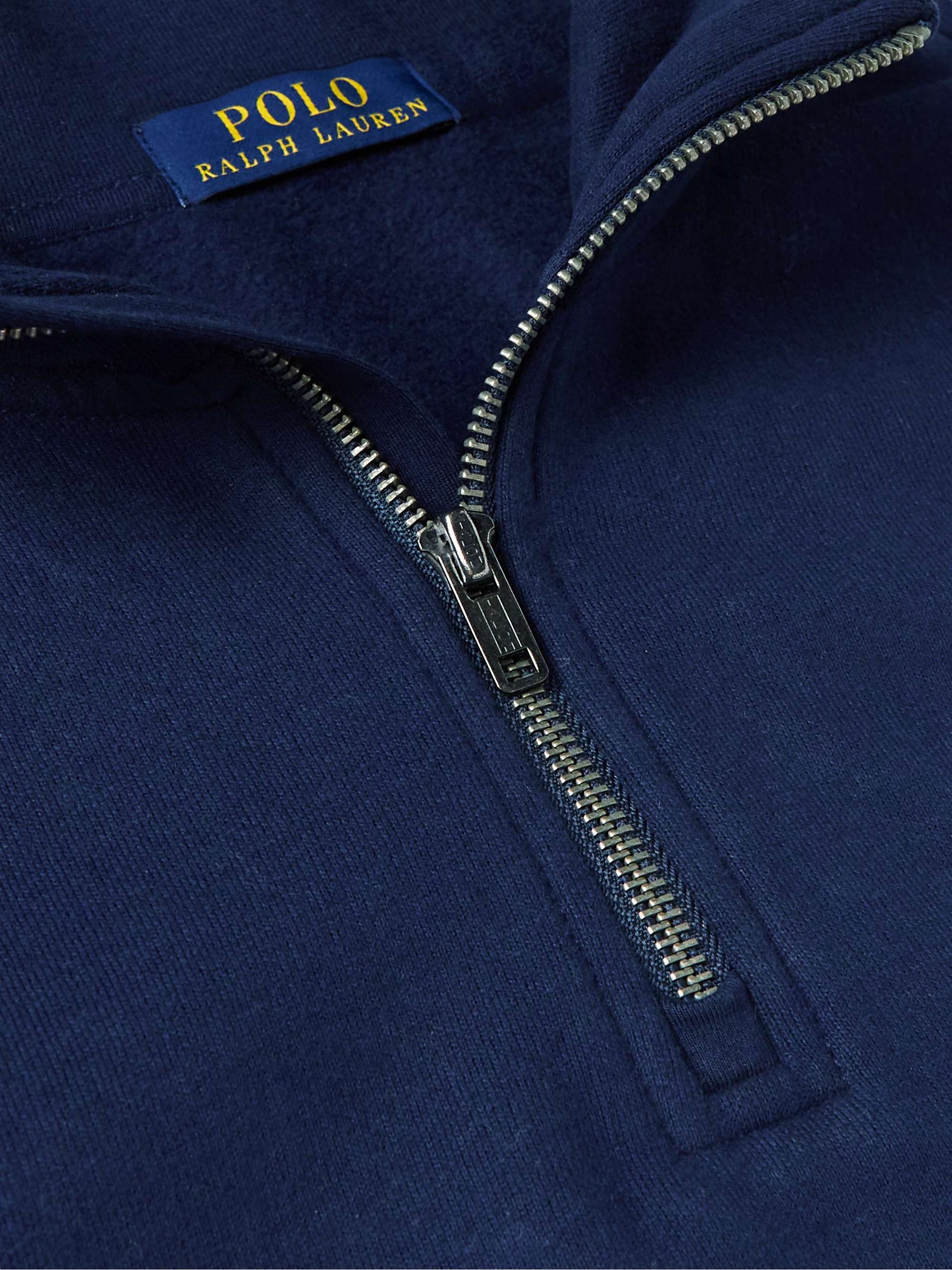 POLO RALPH LAUREN Logo-Embroidered Cotton-Blend Jersey Half-Zip Sweatshirt