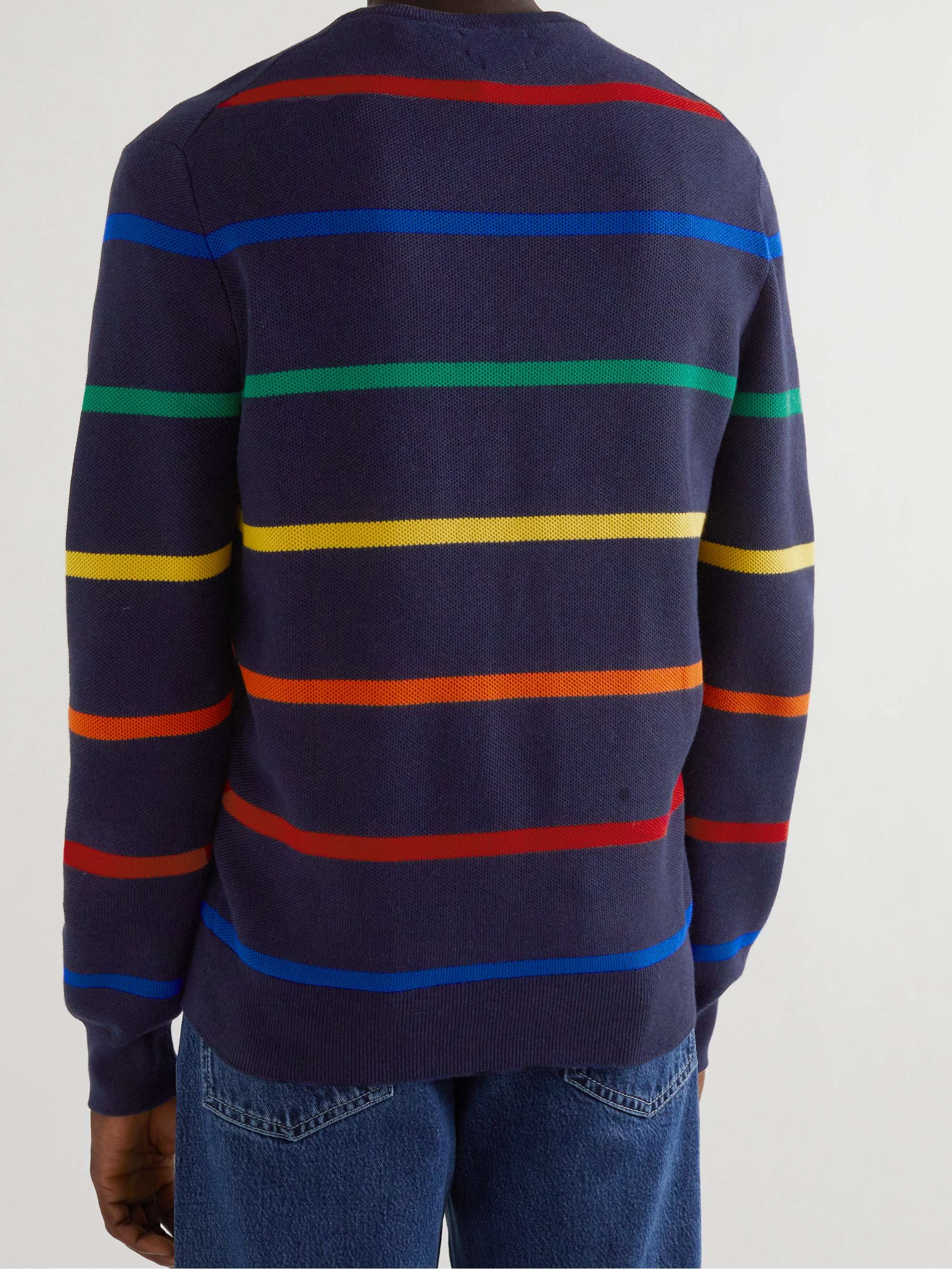 Logo-Embroidered Striped Pima Cotton-Piqué Sweater