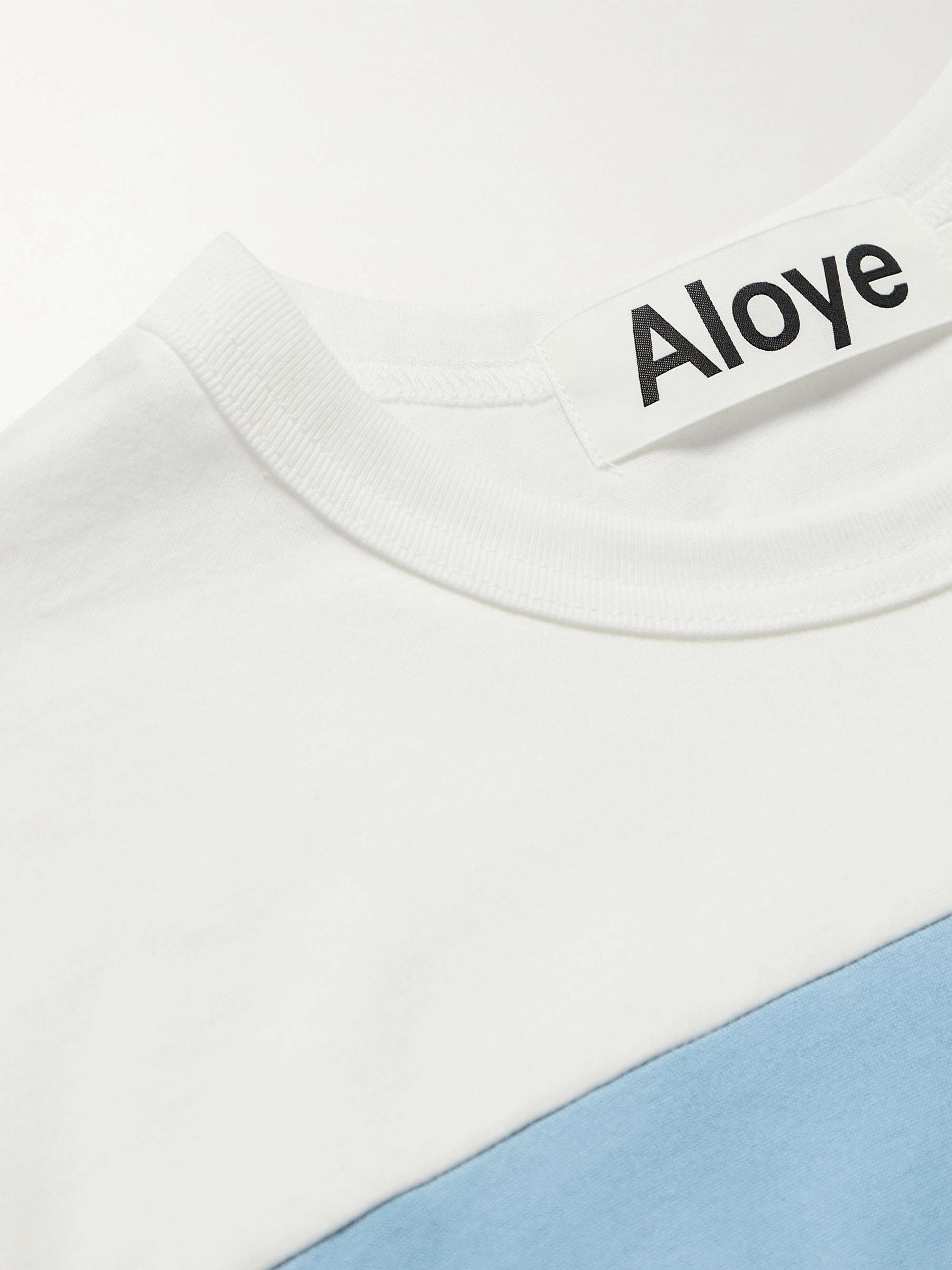 ALOYE Colour-Block Poplin-Panelled Cotton-Jersey T-Shirt