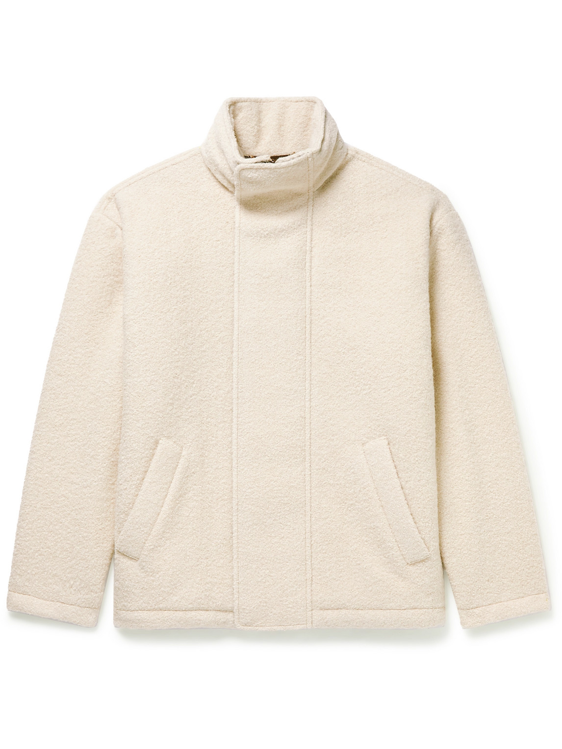 Agnona Alpaca-blend Fleece Blouson Jacket In Neutrals