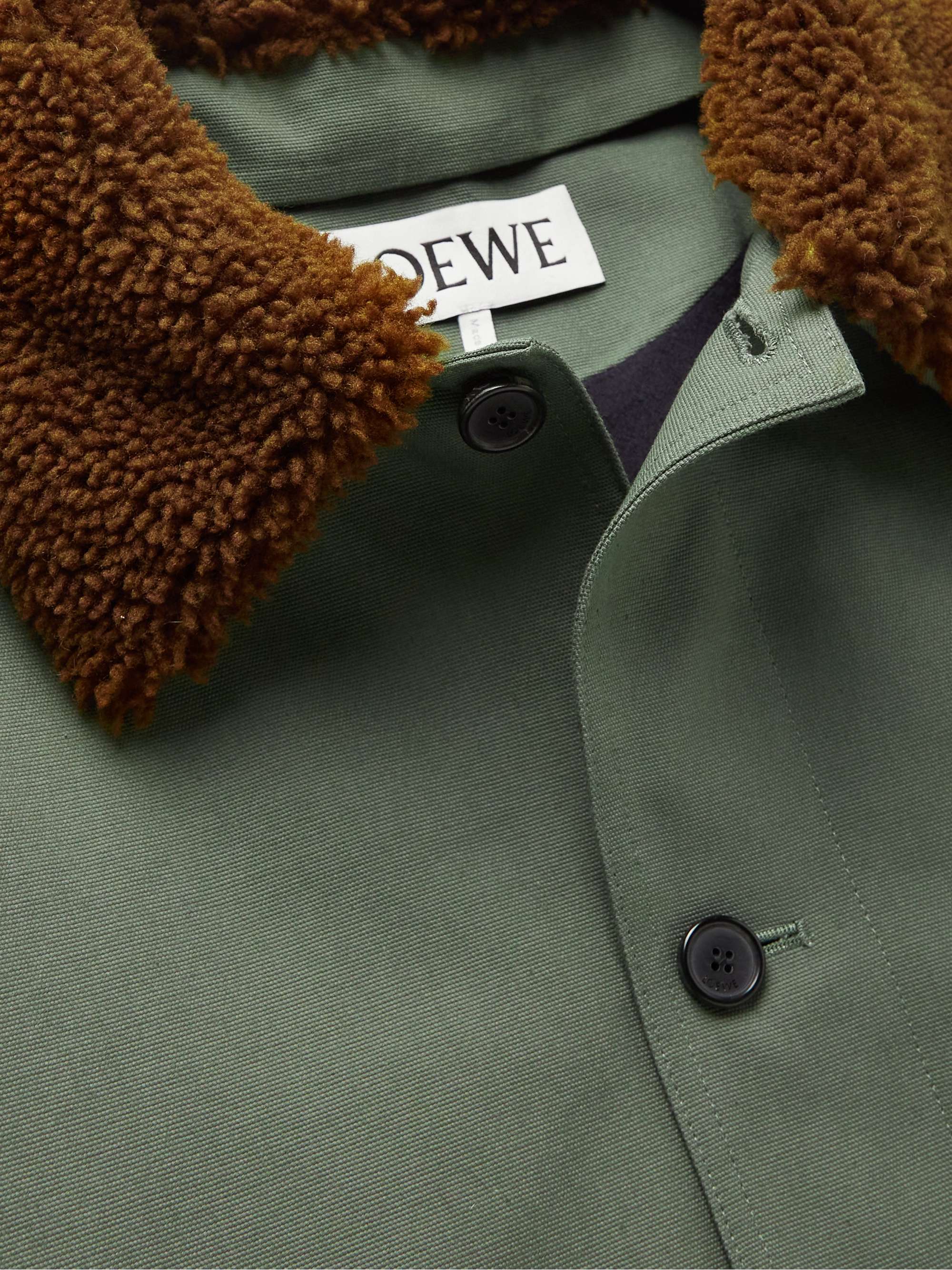 LOEWE Shearling-Trimmed Cotton-Canvas Jacket