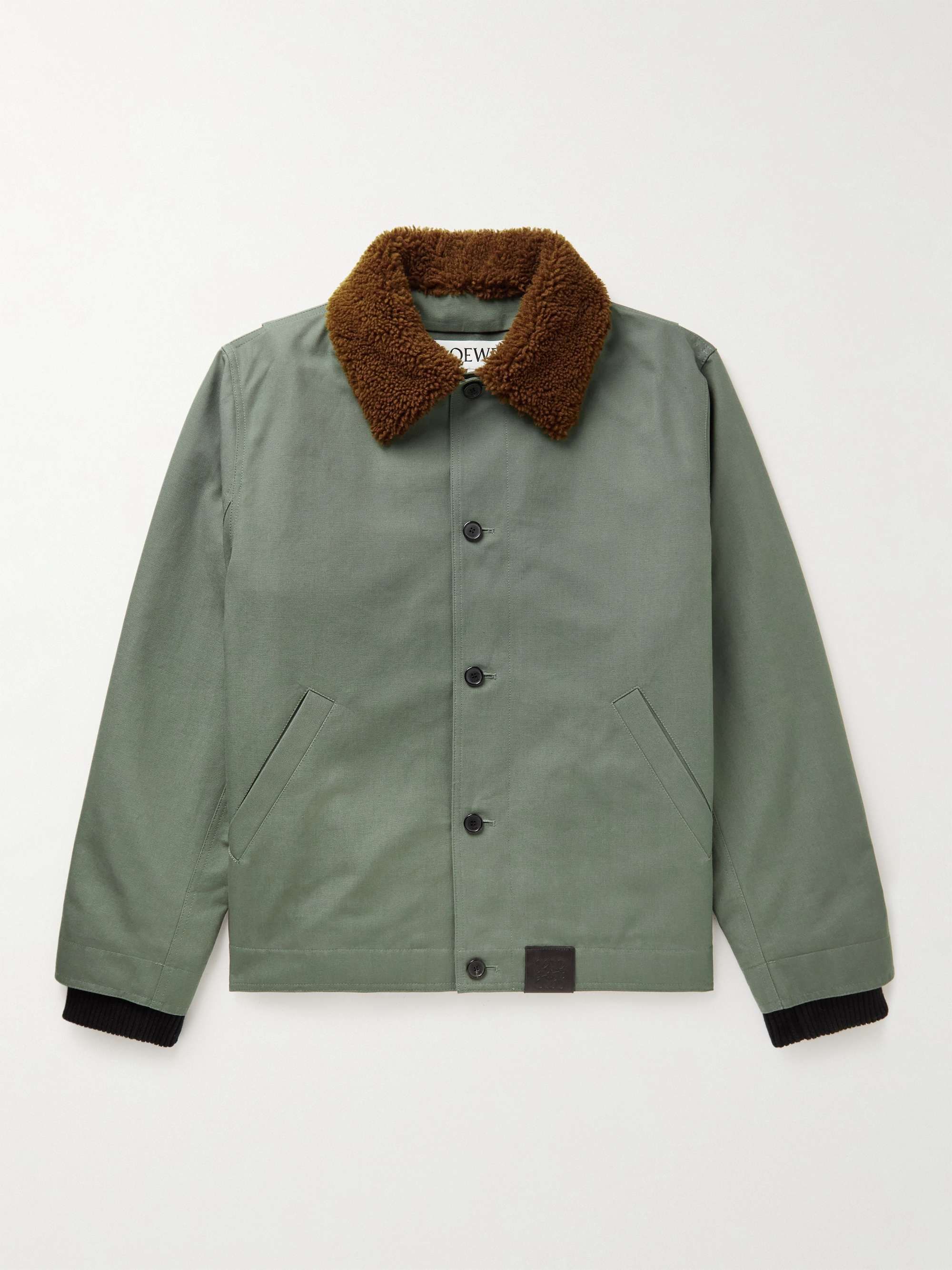 LOEWE Shearling-Trimmed Cotton-Canvas Jacket