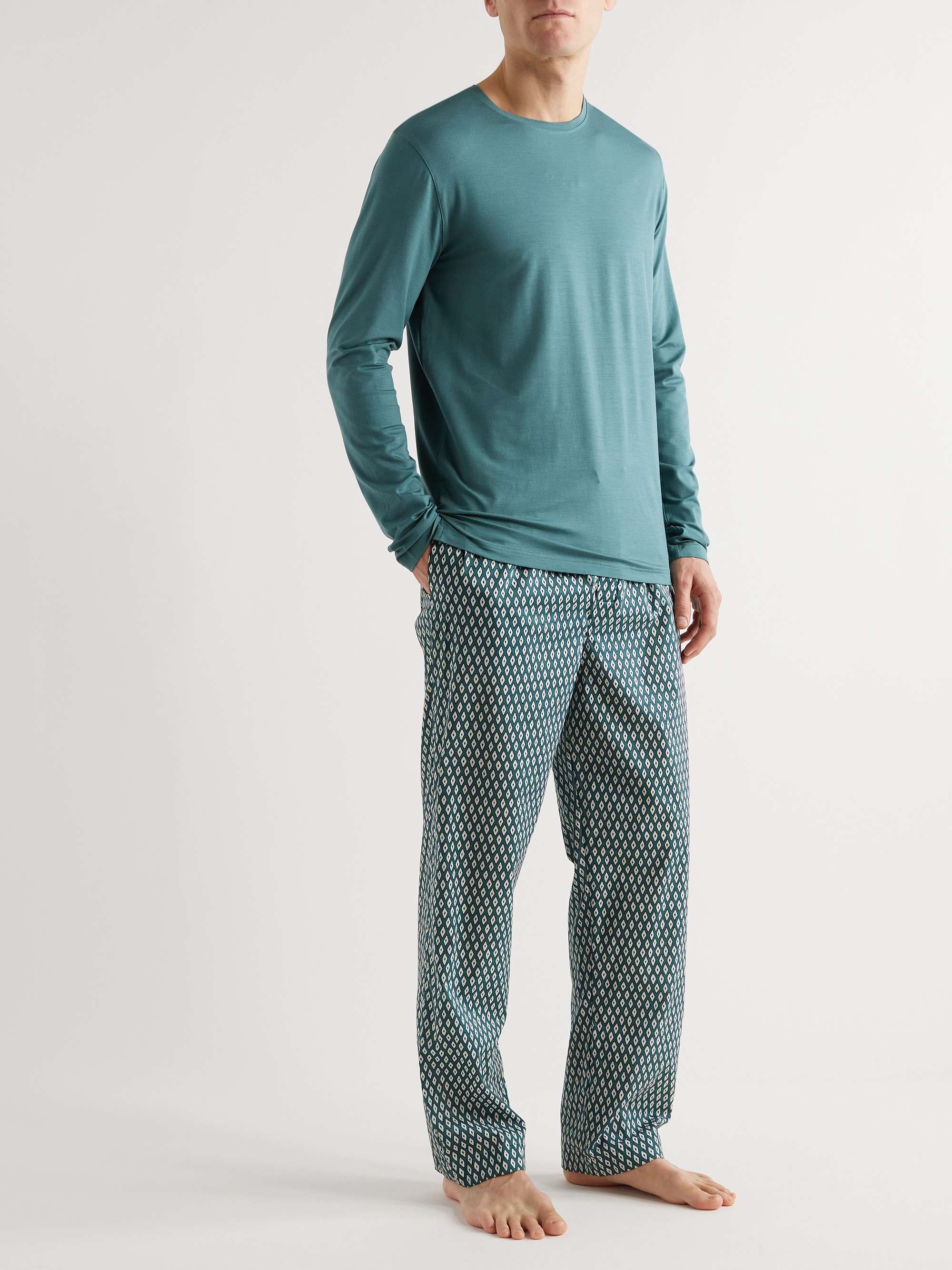 DEREK ROSE Nelson Printed Cotton-Poplin Pyjama Trousers